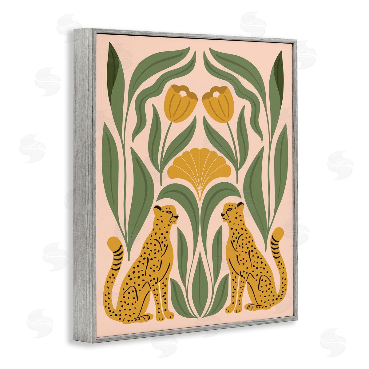 Hey Bre! Creative Studio Boho Chic Mirrored Leopards Gray Framed Giclee Wall Art Print