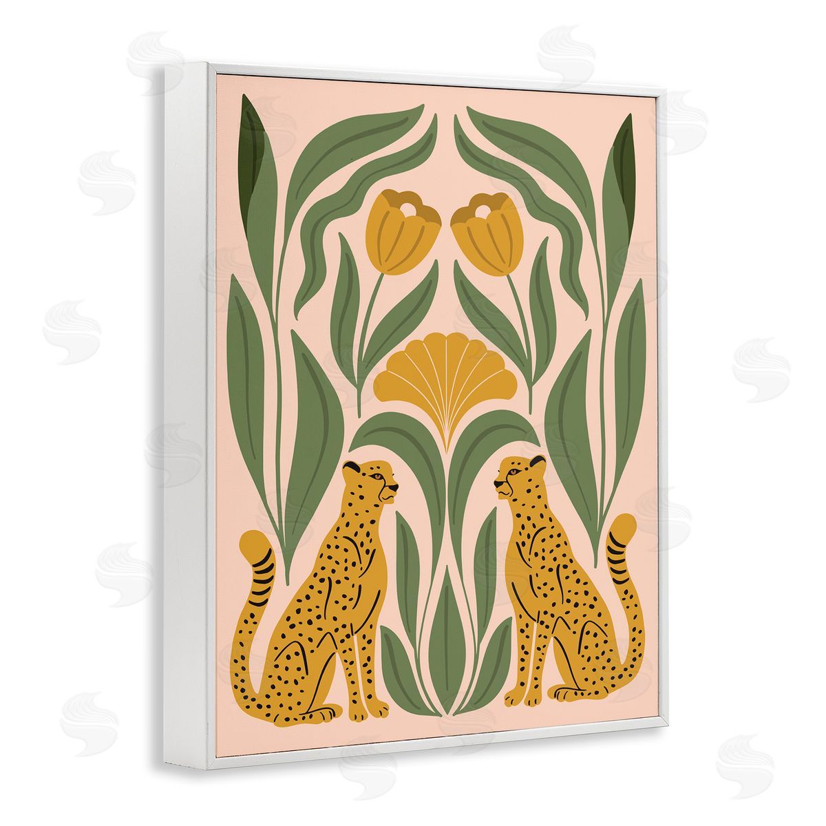 Hey Bre! Creative Studio Boho Chic Mirrored Leopards White Framed Giclee Wall Art Print