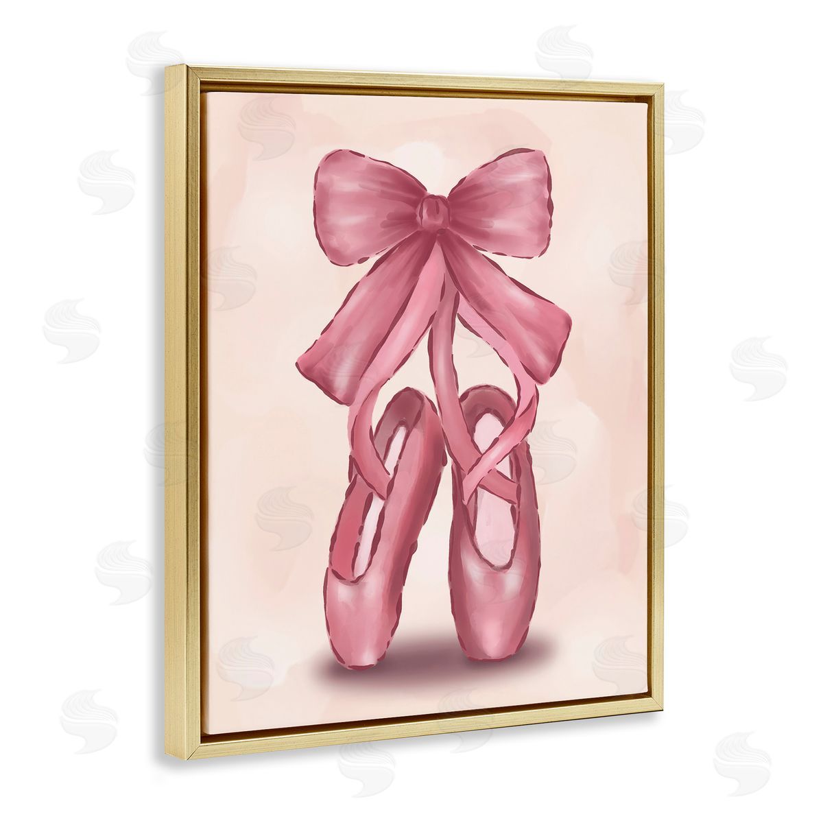 Hey Bre! Creative Studio Ballet Slippers Bow Gold Floating Frame Canvas Wall Art Print