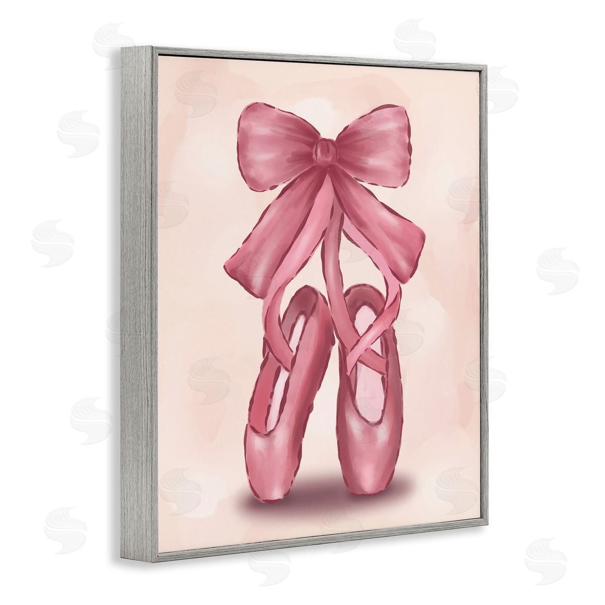 Hey Bre! Creative Studio Ballet Slippers Bow Gray Framed Giclee Wall Art Print