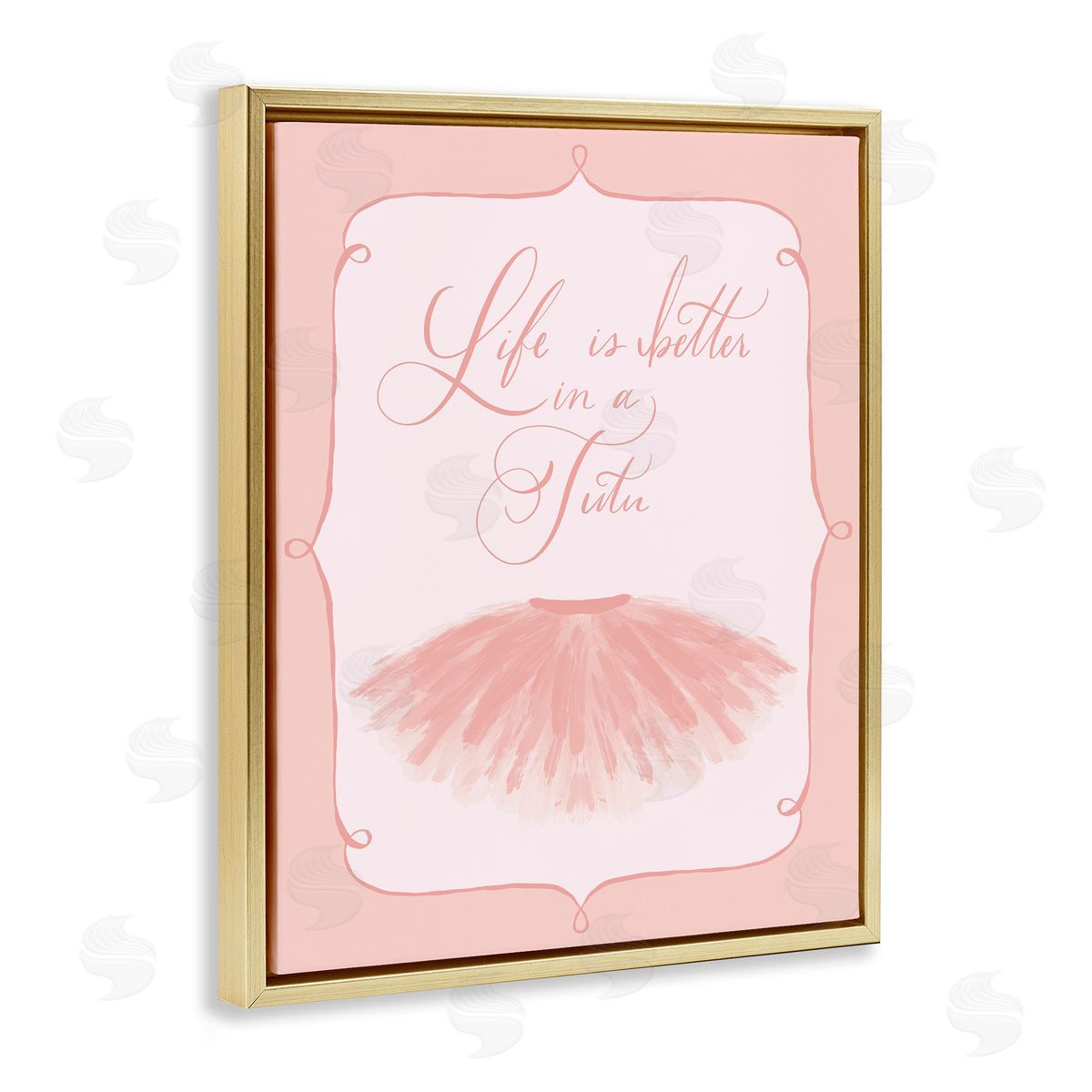 Hey Bre! Creative Studio Life's Better in Tutu Gold Floating Frame Canvas Wall Art Print