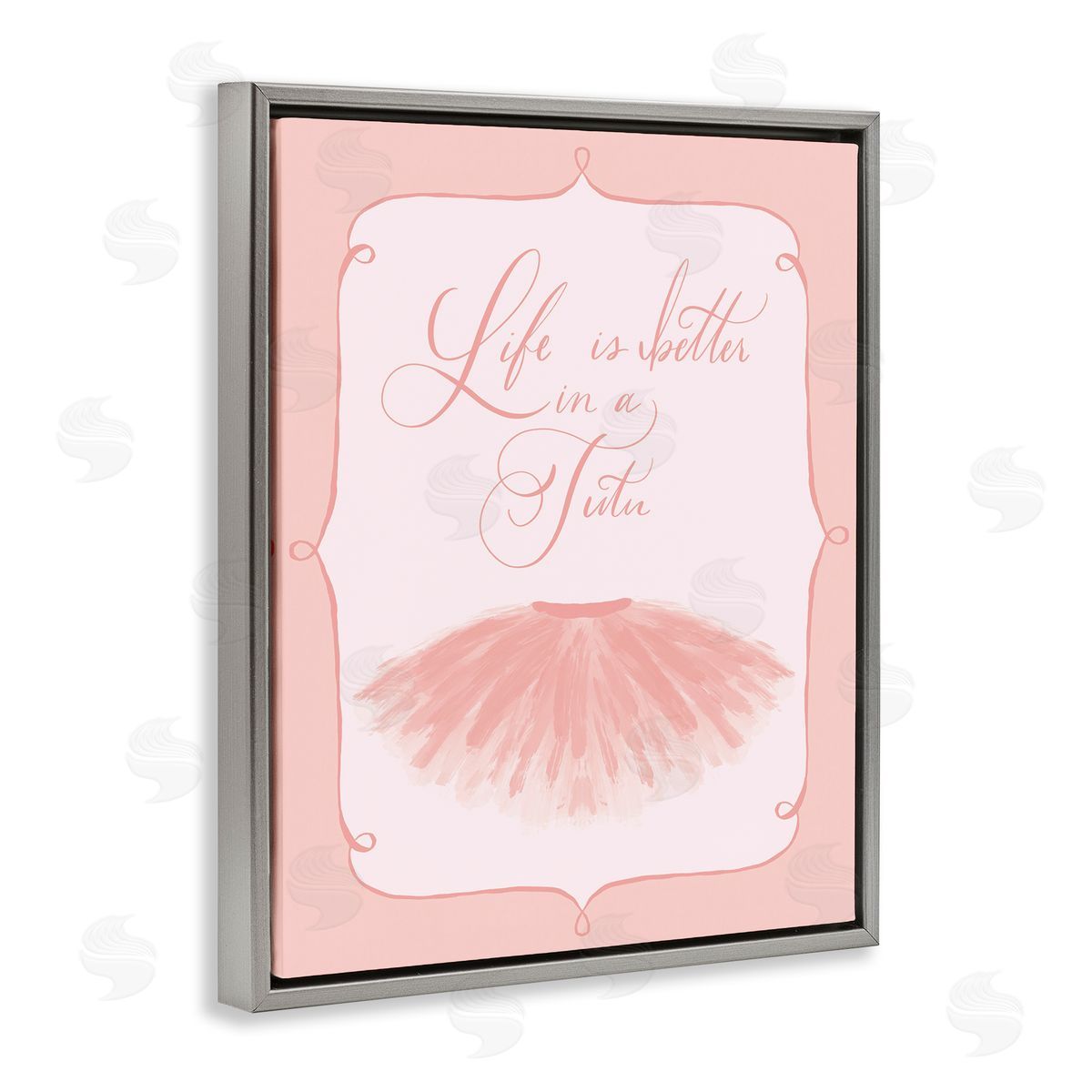 Hey Bre! Creative Studio Life's Better in Tutu Gray Floating Frame Canvas Wall Art Print
