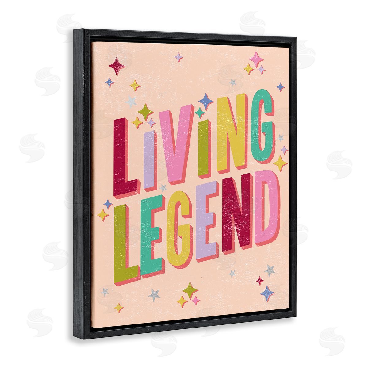 Caroline Alfreds Vintage Living Legend Phrase Black Floating Frame Canvas Wall Art Print