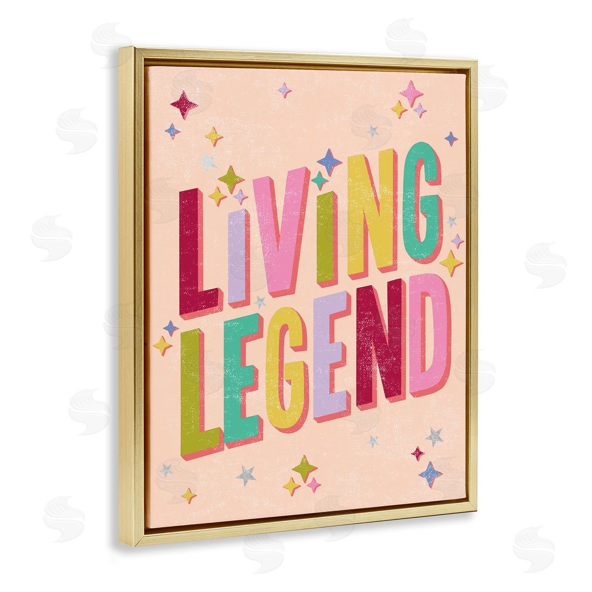 Caroline Alfreds Vintage Living Legend Phrase Gold Floating Frame Canvas Wall Art Print