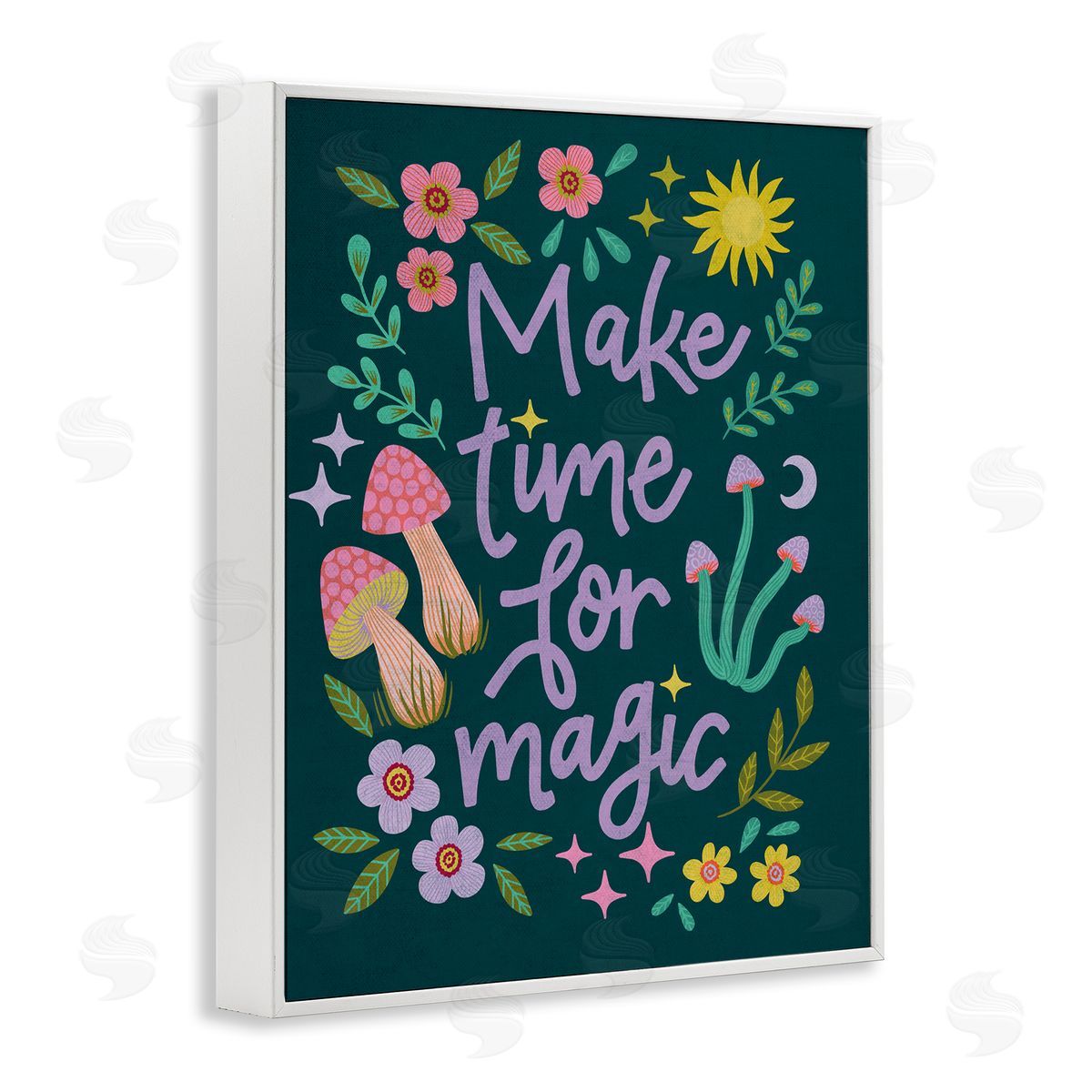 Caroline Alfreds Time For Magic with Florals White Framed Giclee Wall Art Print