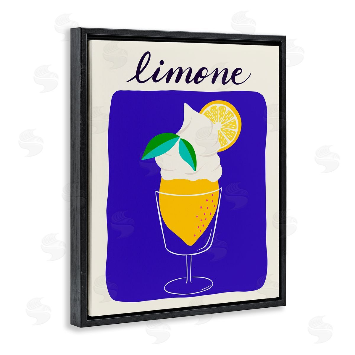 Limone Citrus Dessert Black Floating Frame Canvas Wall Art, Home Decor by Catalina Aguirre