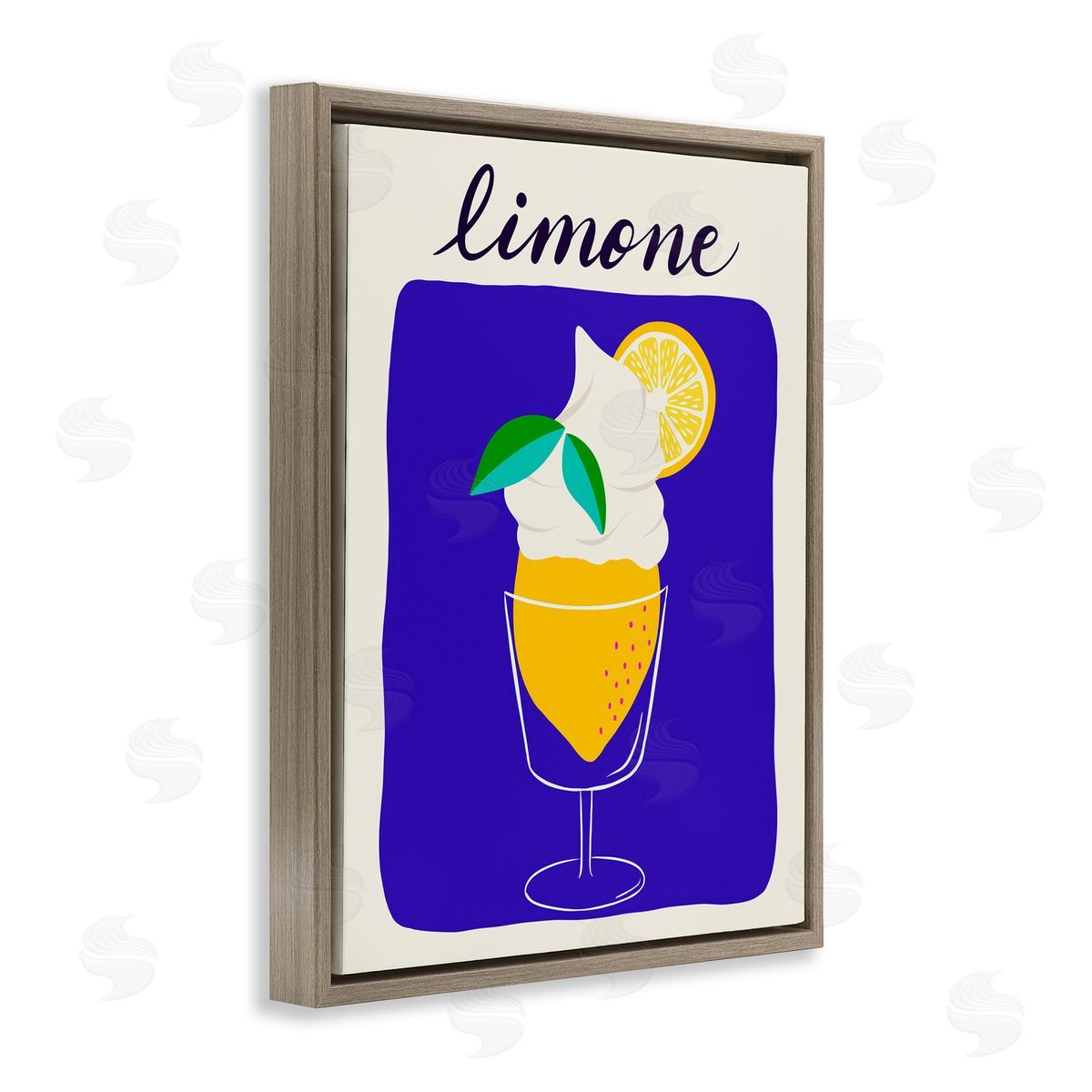 Limone Citrus Dessert Brown Floating Frame Canvas Wall Art, Home Decor by Catalina Aguirre