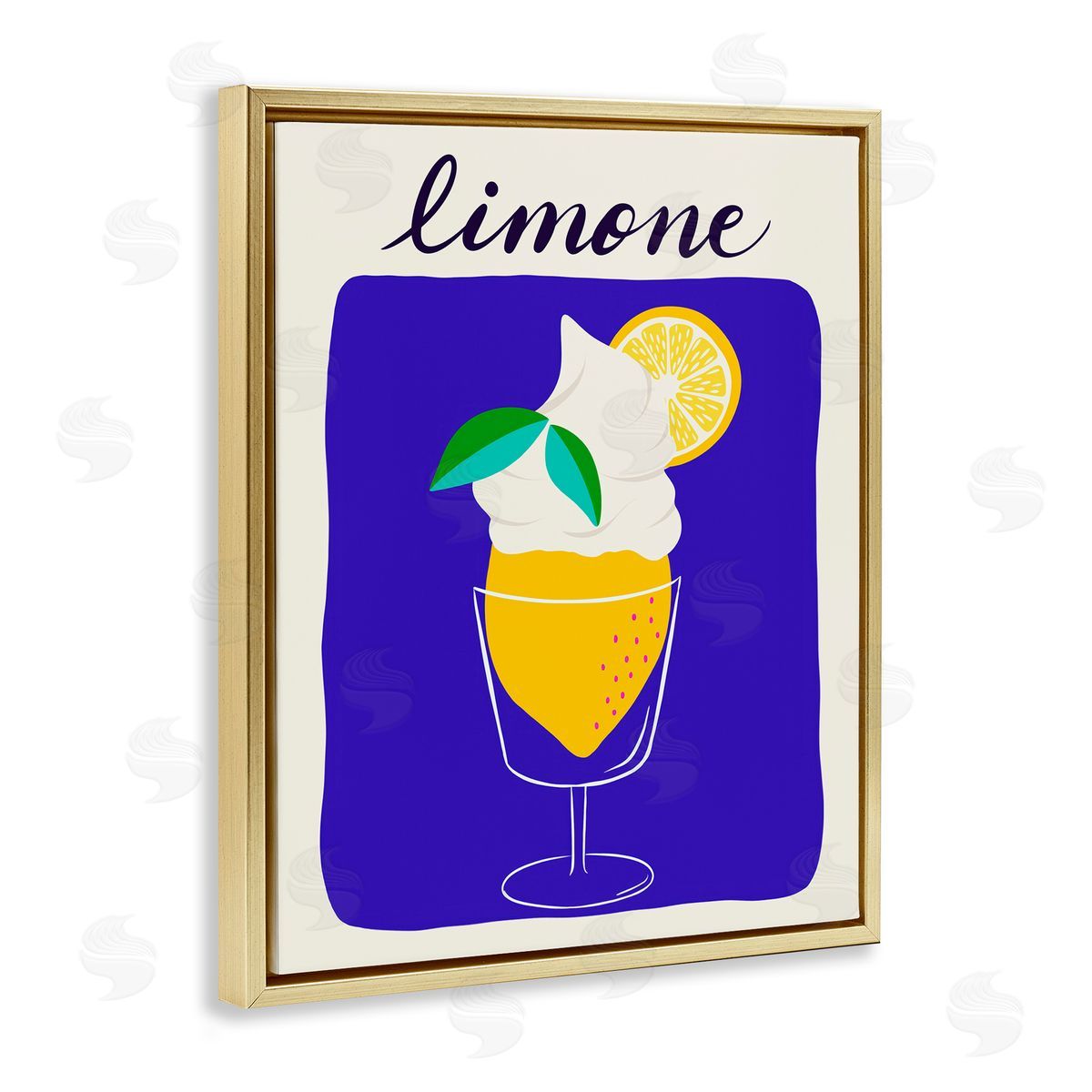 Limone Citrus Dessert Gold Floating Frame Canvas Wall Art, Home Decor by Catalina Aguirre