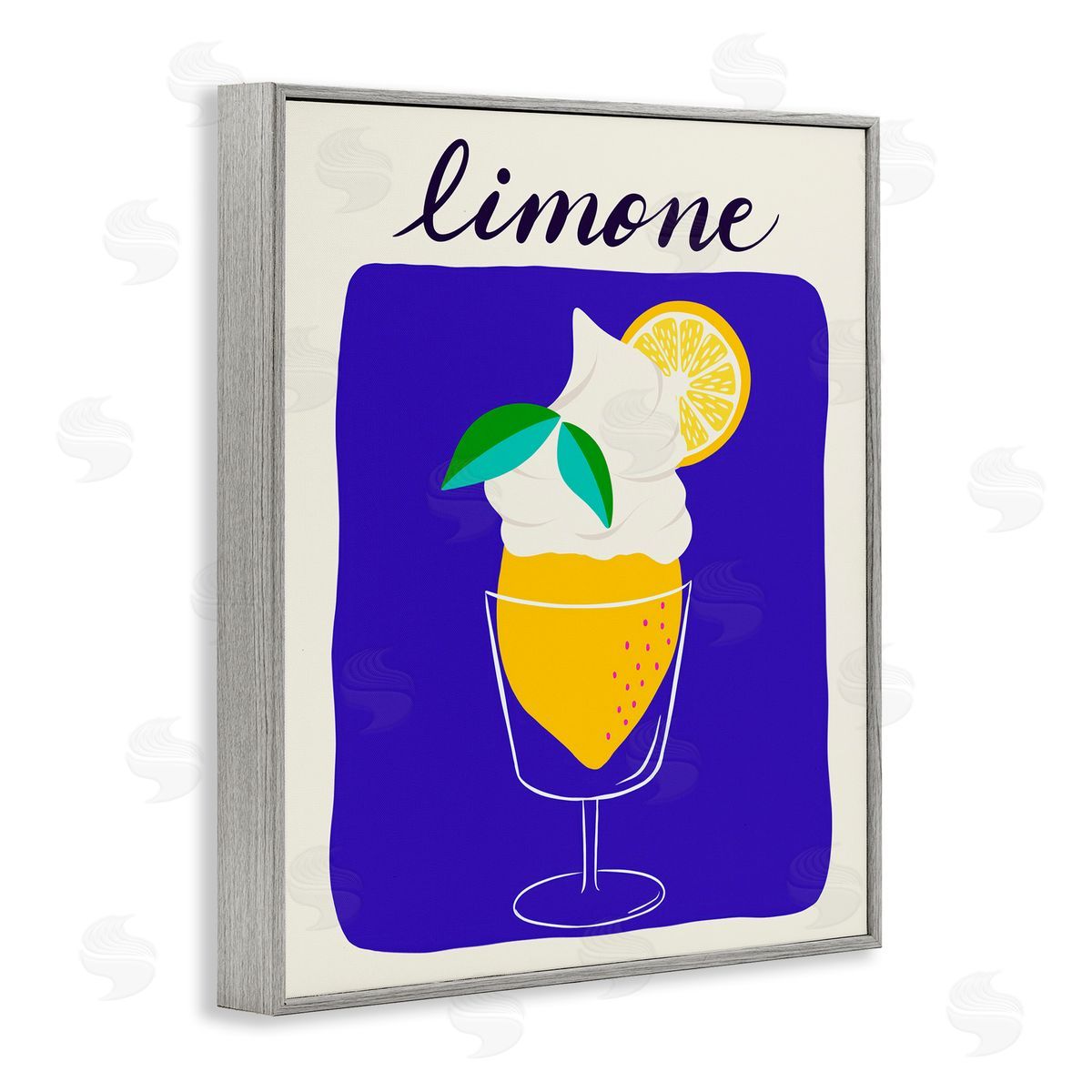 Limone Citrus Dessert Grey Frame Print Wall Art, Home Decor by Catalina Aguirre