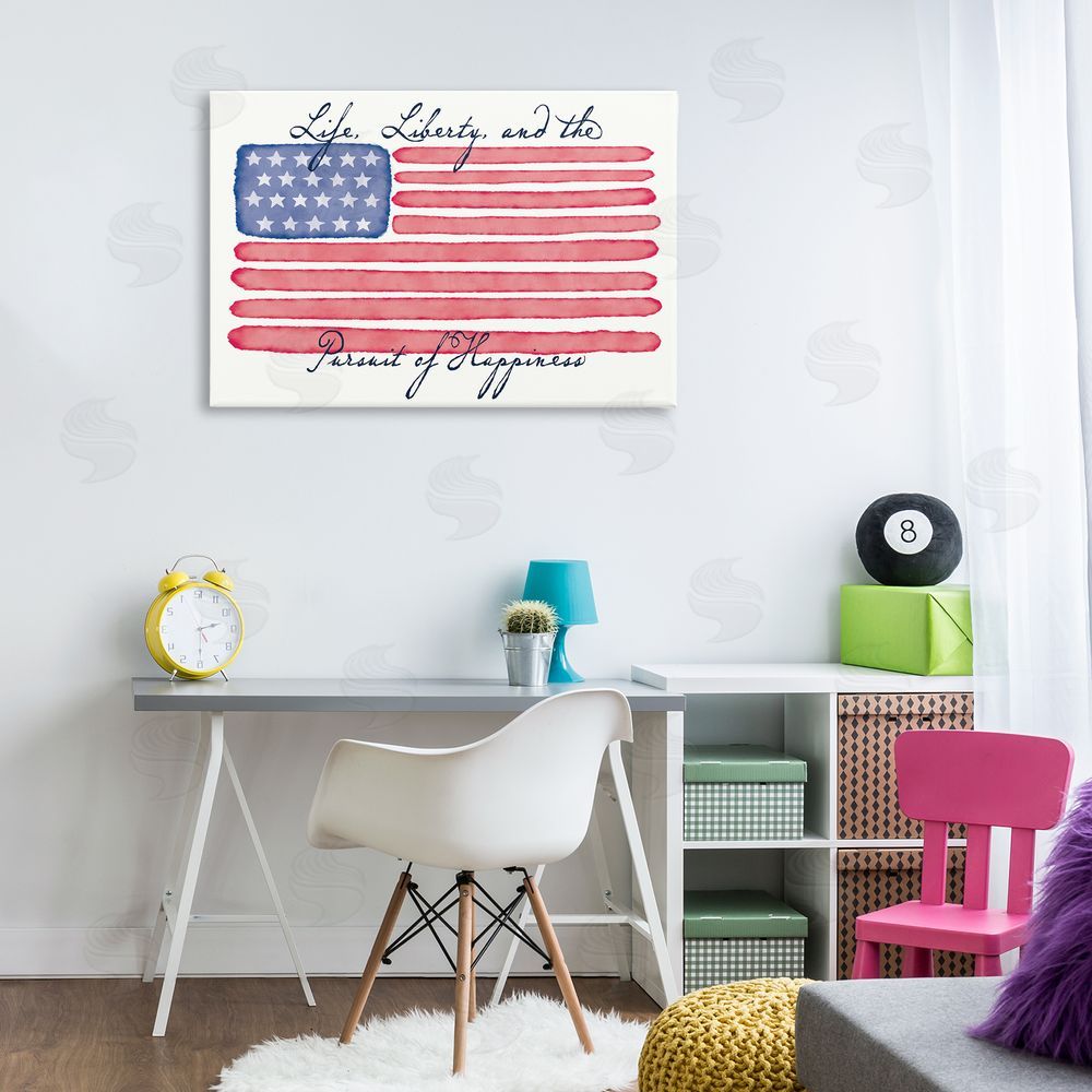 Darlene Seale All American Patriotic Phrase Canvas Wall Art Print in Room