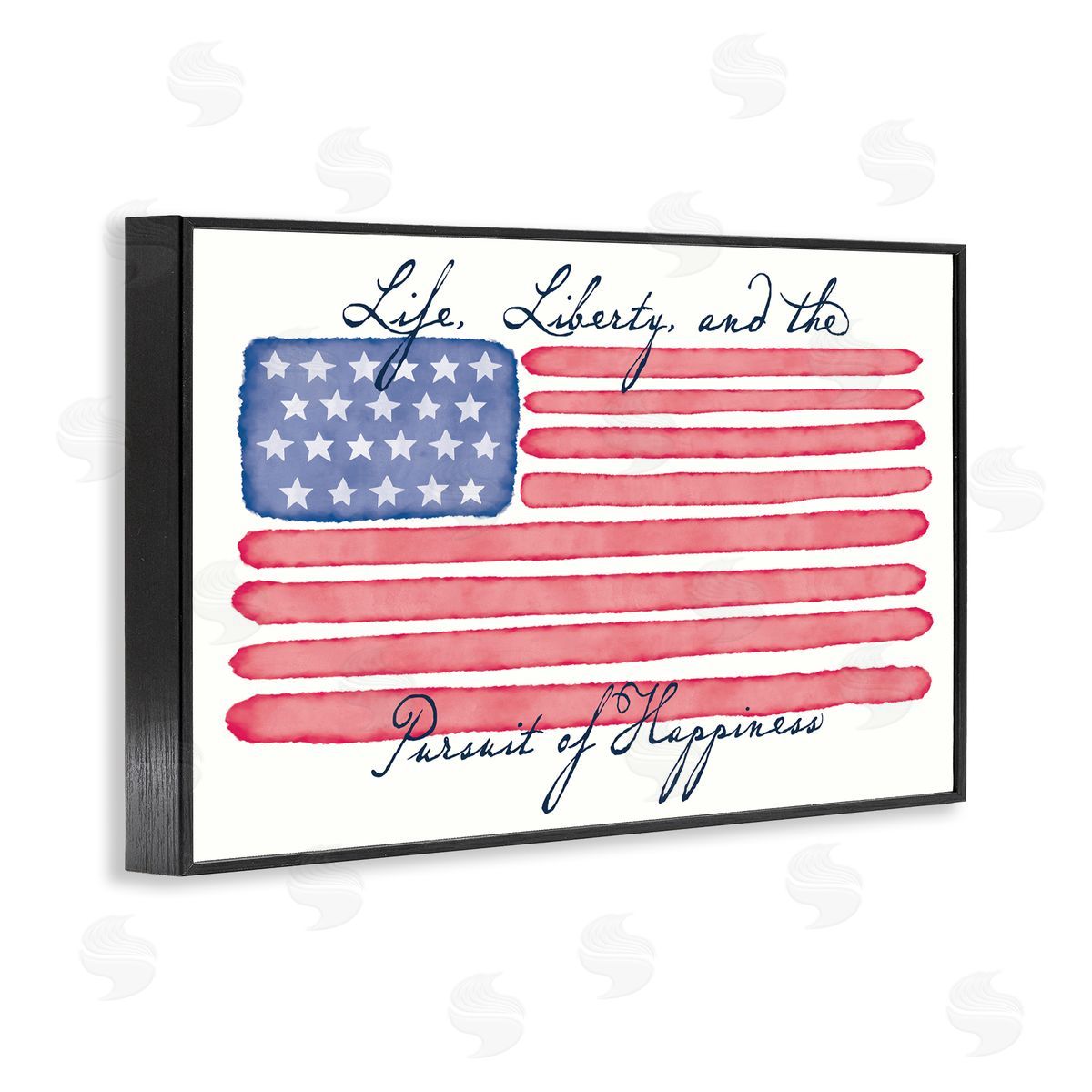 Darlene Seale All American Patriotic Phrase Black Framed Giclee Wall Art Print