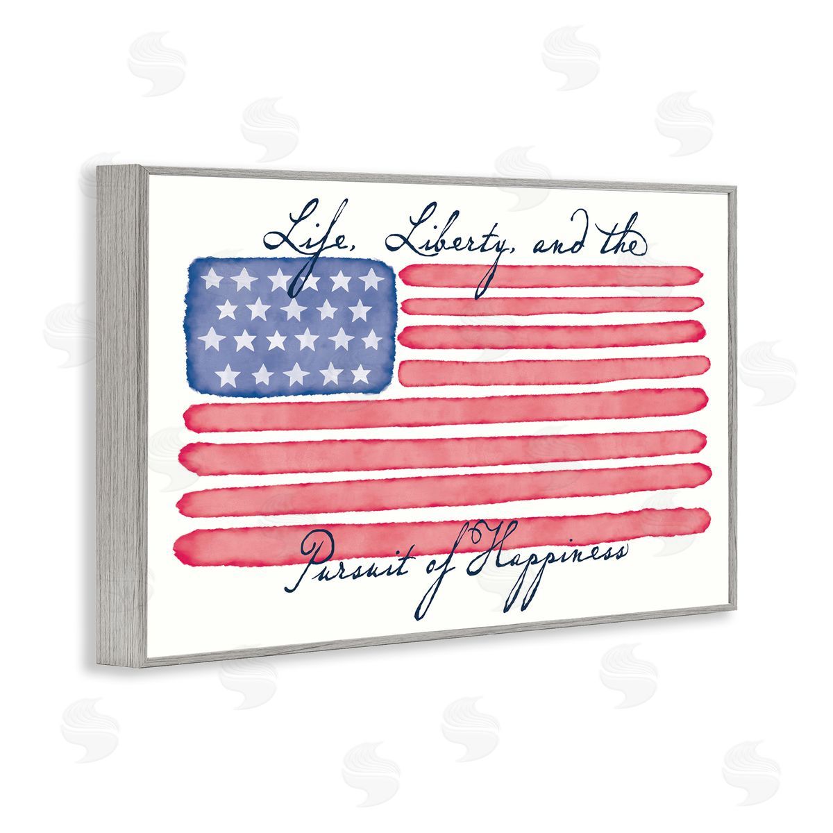 Darlene Seale All American Patriotic Phrase Gray Framed Giclee Wall Art Print