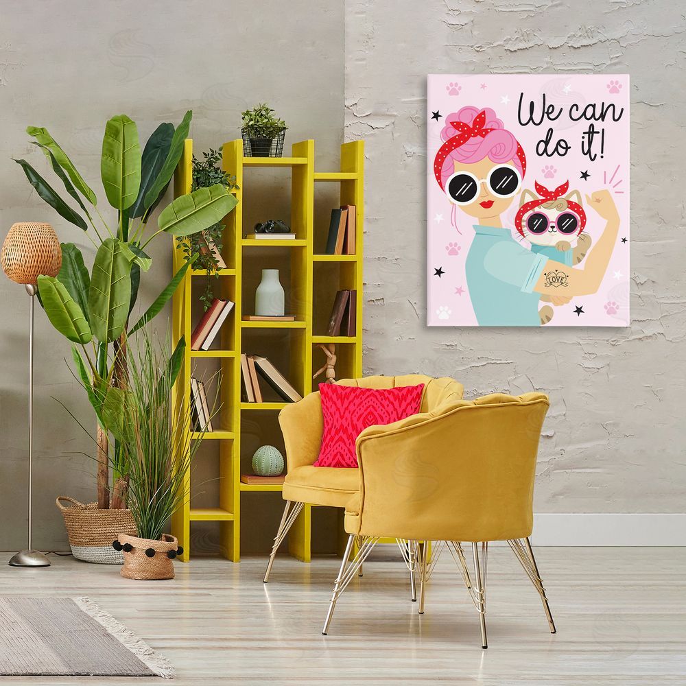Ilis Avilés We Can Girl & Cat Canvas Wall Art Print in Room