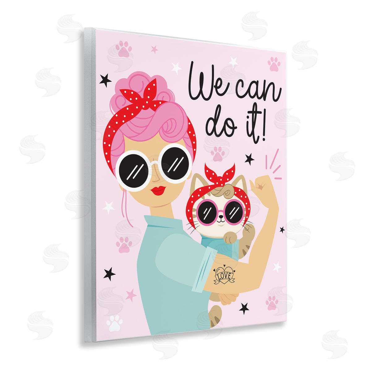 Ilis Avilés We Can Girl & Cat Wooden Wall Plaque Art Print