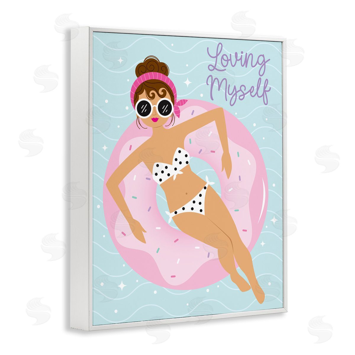 Ilis Avilés Loving Myself Girl in Pool White Framed Giclee Wall Art Print