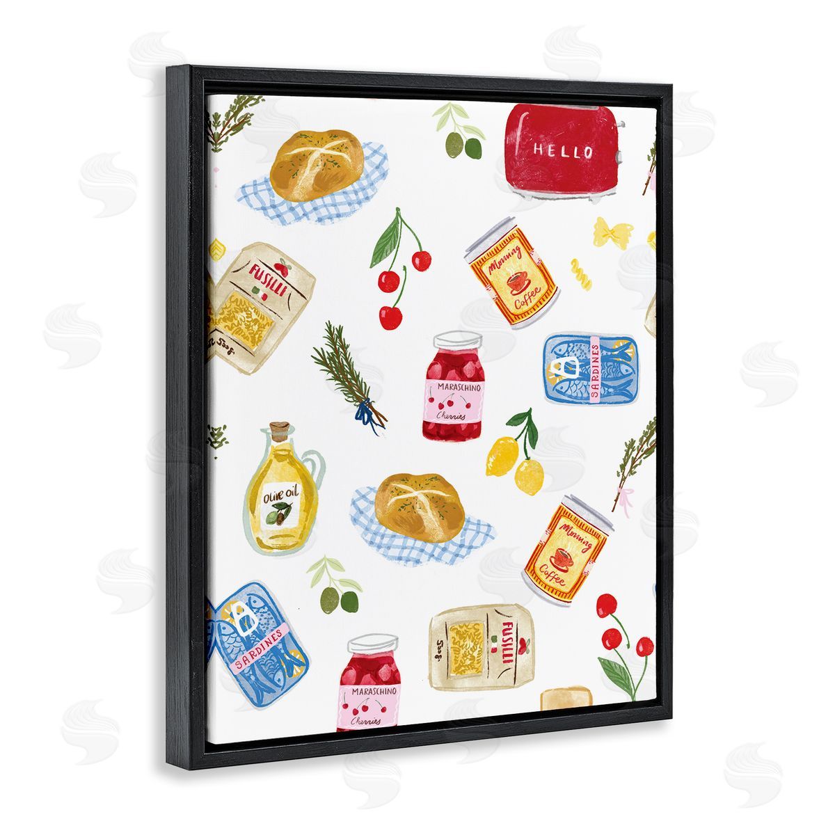 Delicate Kitchen Delights Black Floating Frame Canvas Wall Art, Home Decor by Ilis Avilés