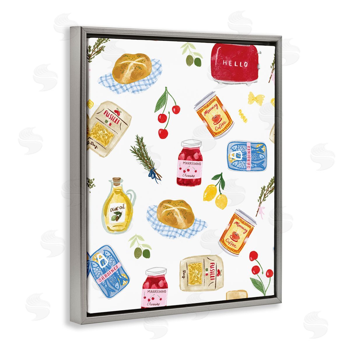 Delicate Kitchen Delights Grey Floating Frame Canvas Wall Art, Home Decor by Ilis Avilés
