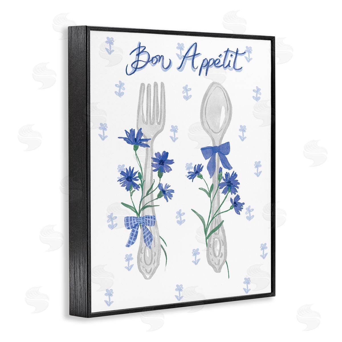 Ilis Avilés Bon Appetit Floral Silverware Black Framed Giclee Wall Art Print