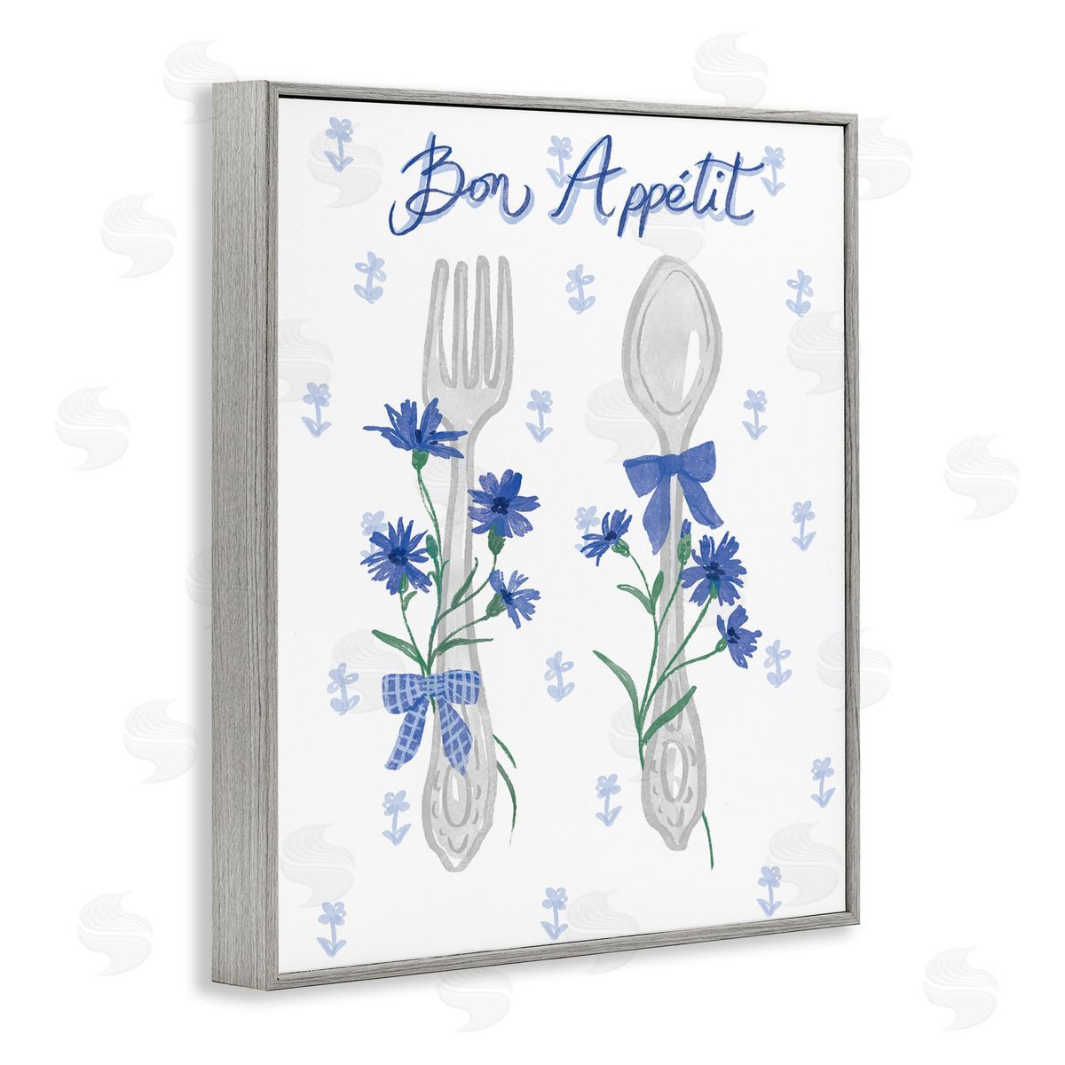 Ilis Avilés Bon Appetit Floral Silverware Gray Framed Giclee Wall Art Print
