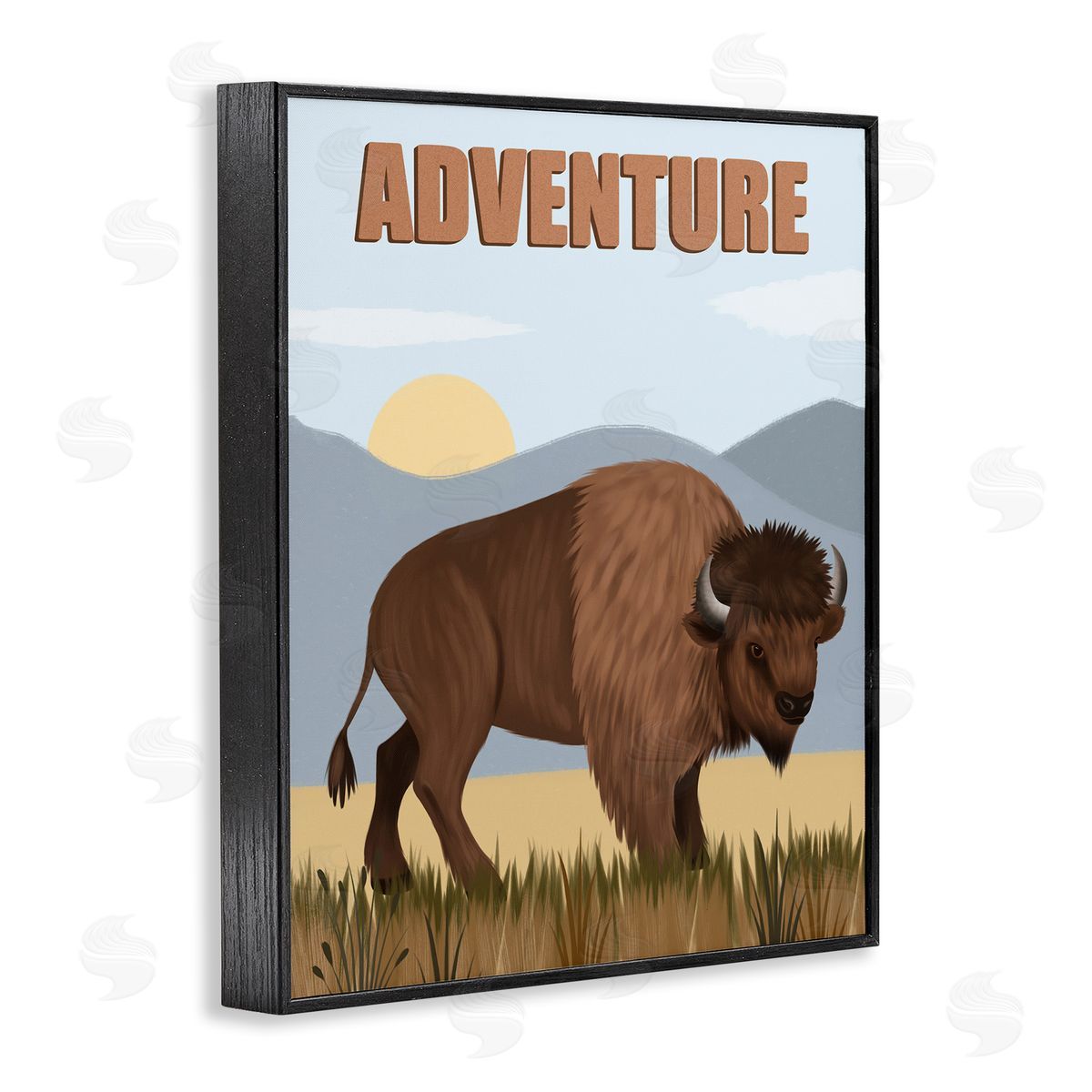 Jo Taylor Adventure Nature & Bison Black Framed Giclee Wall Art Print