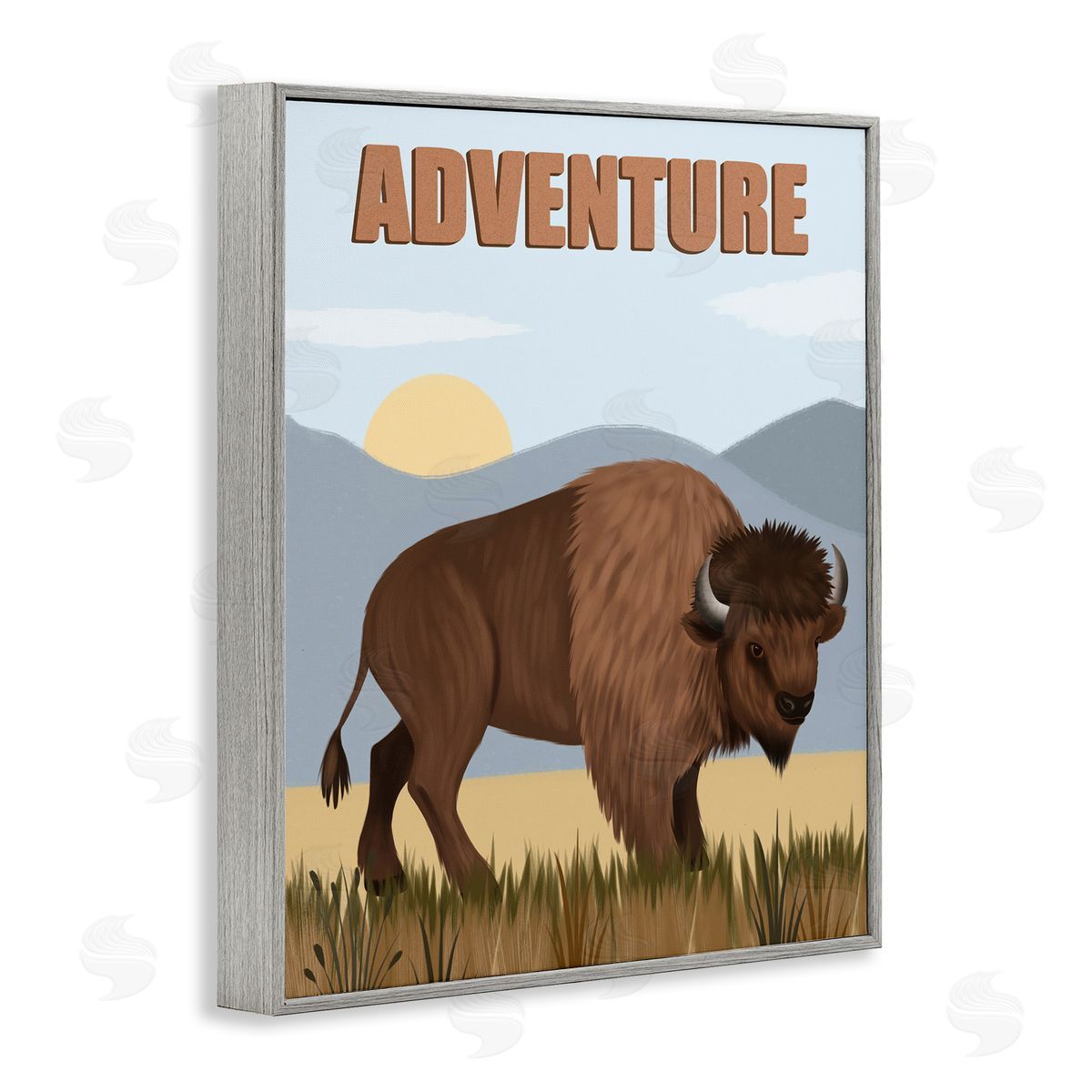 Jo Taylor Adventure Nature & Bison Gray Framed Giclee Wall Art Print