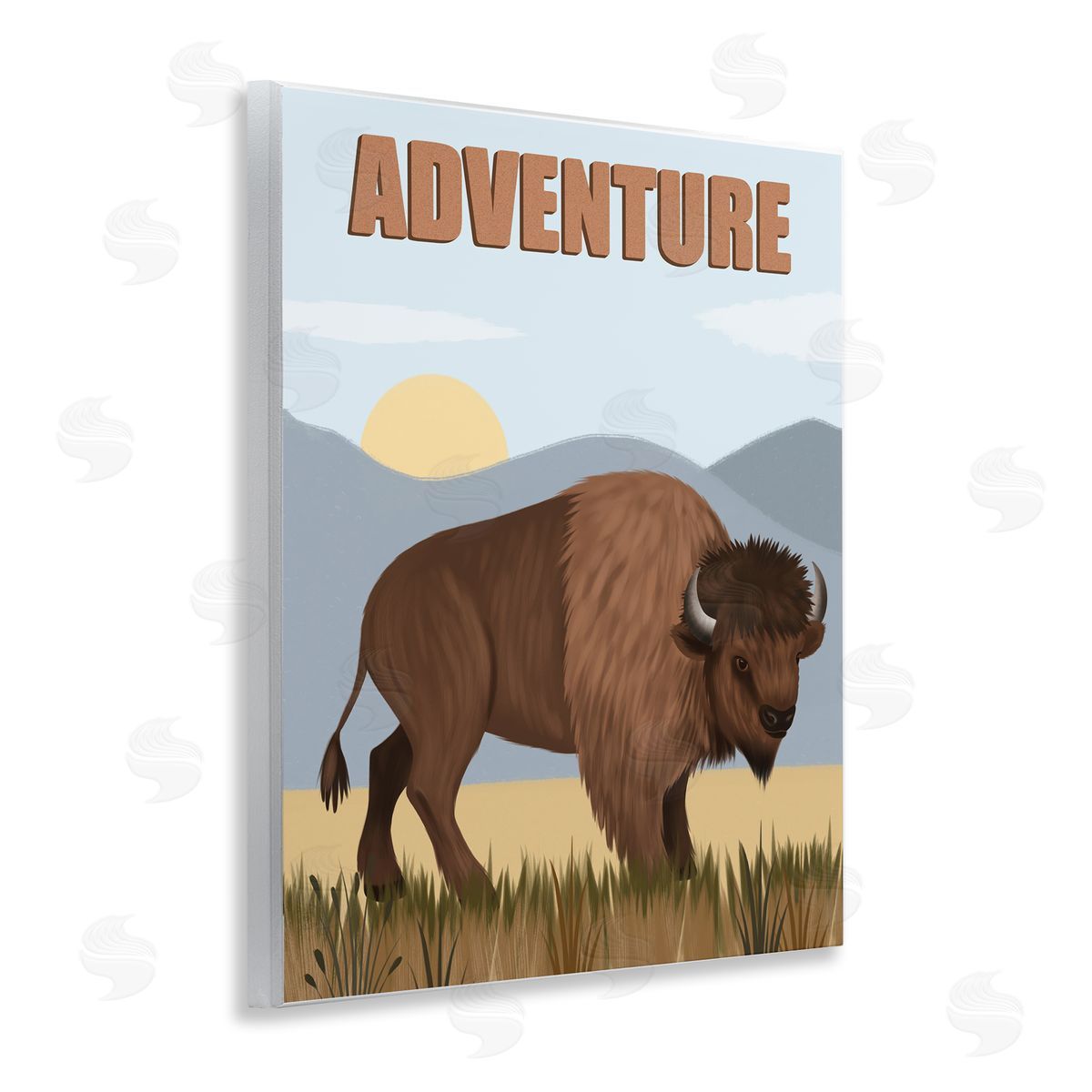 Jo Taylor Adventure Nature & Bison Wooden Wall Plaque Art Print