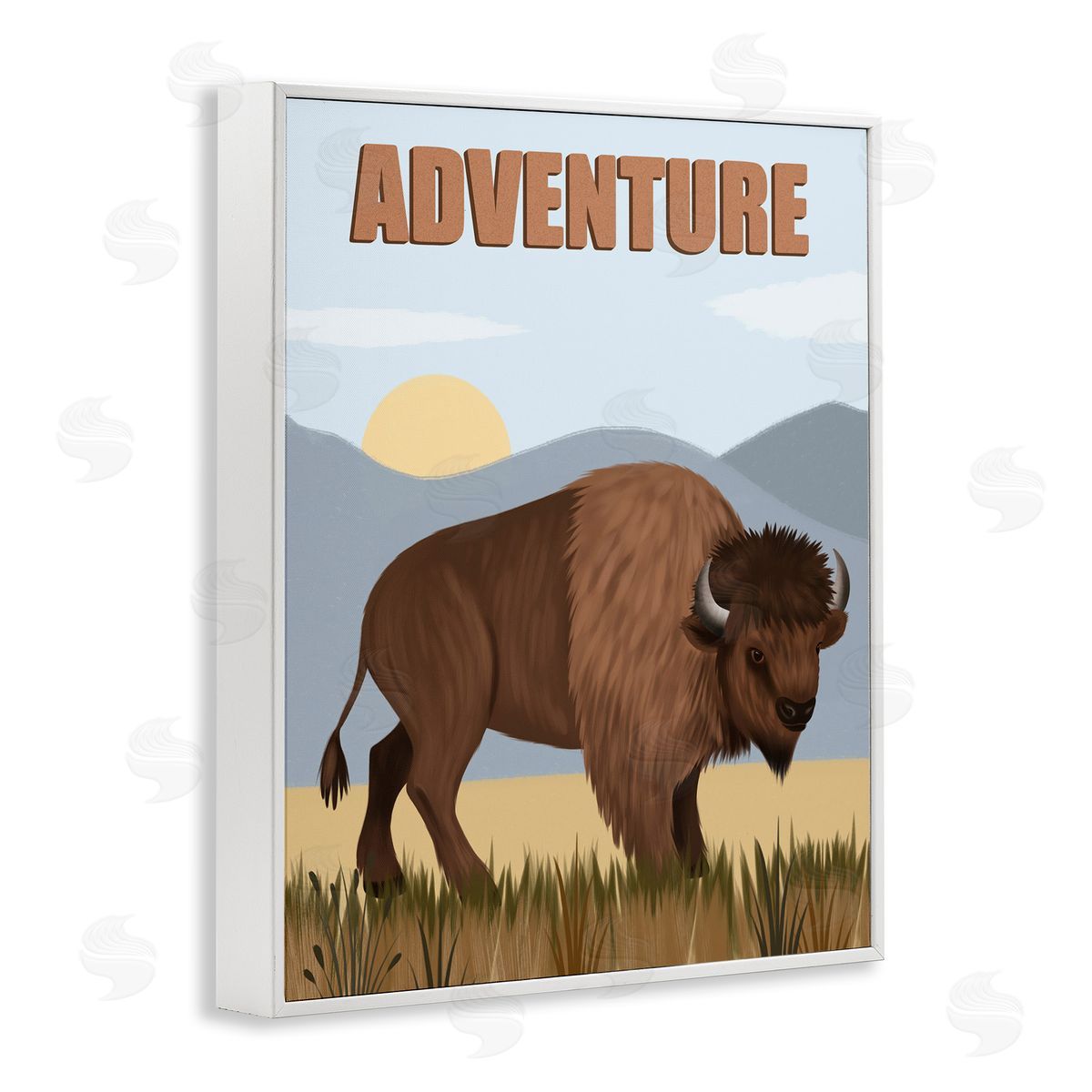 Jo Taylor Adventure Nature & Bison White Framed Giclee Wall Art Print