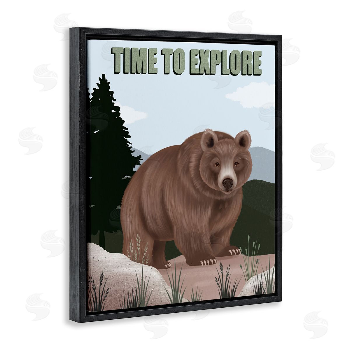 Jo Taylor Adventure Nature & Bear Black Floating Frame Canvas Wall Art Print