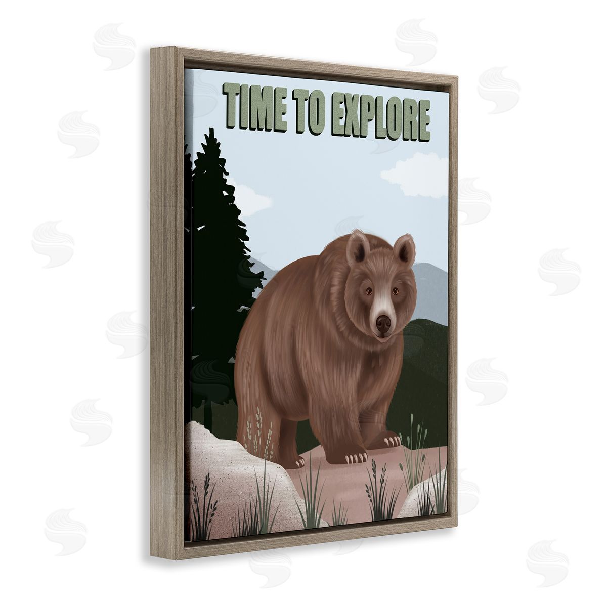 Jo Taylor Adventure Nature & Bear Brown Floating Frame Canvas Wall Art Print