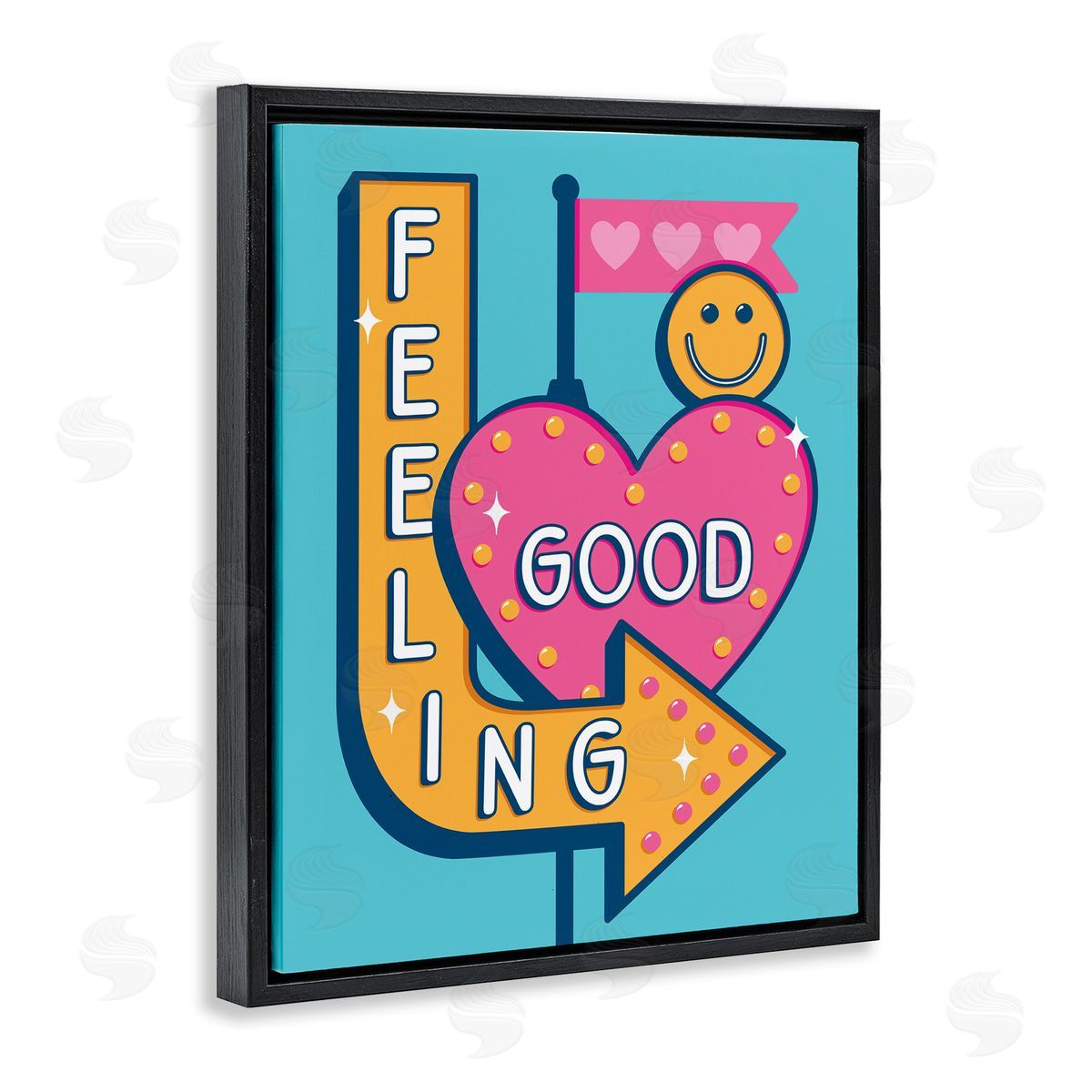Jalynn Heerdt Feeling Good Retro Sign Black Floating Frame Canvas Wall Art Print
