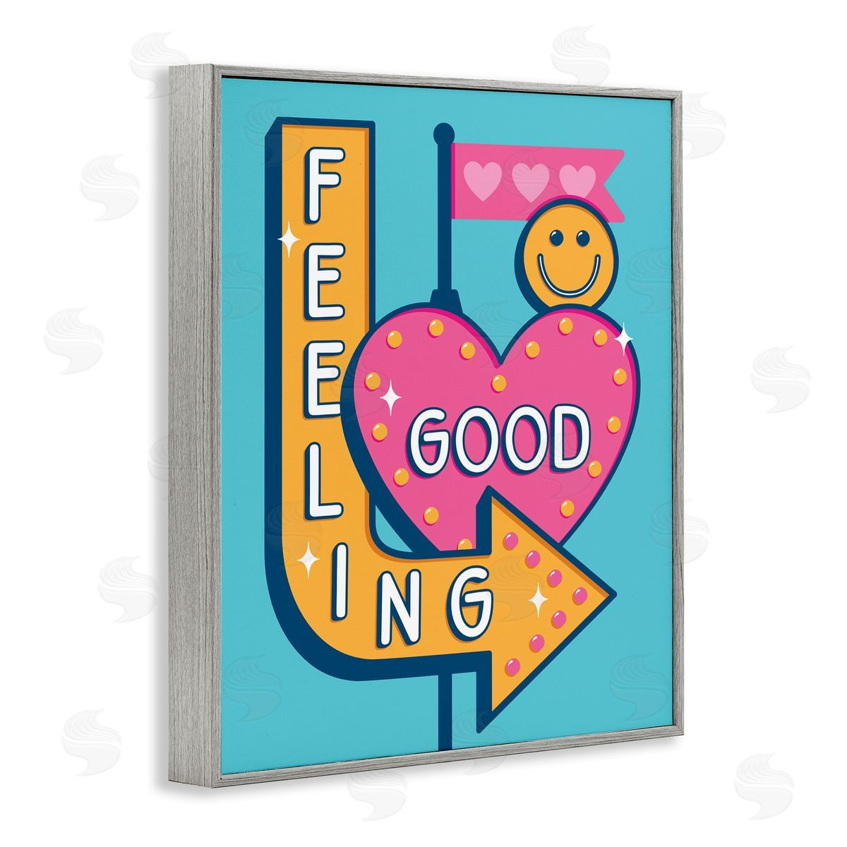 Jalynn Heerdt Feeling Good Retro Sign Gray Framed Giclee Wall Art Print