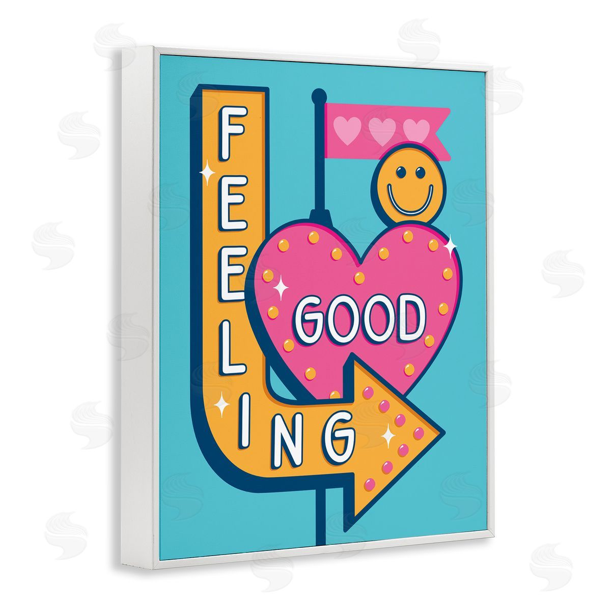 Jalynn Heerdt Feeling Good Retro Sign White Framed Giclee Wall Art Print