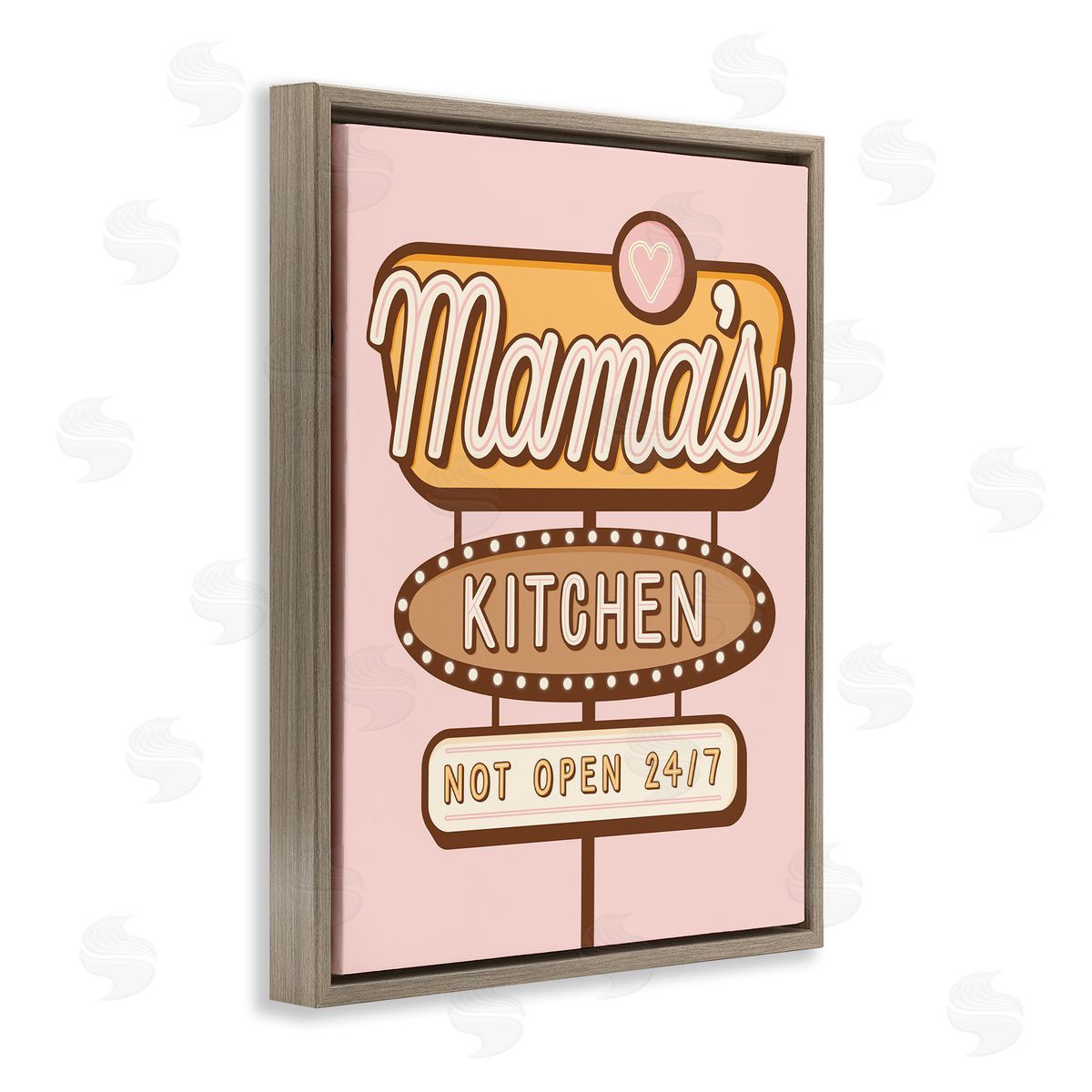 Jalynn Heerdt Retro Mama's Kitchen Brown Floating Frame Canvas Wall Art Print