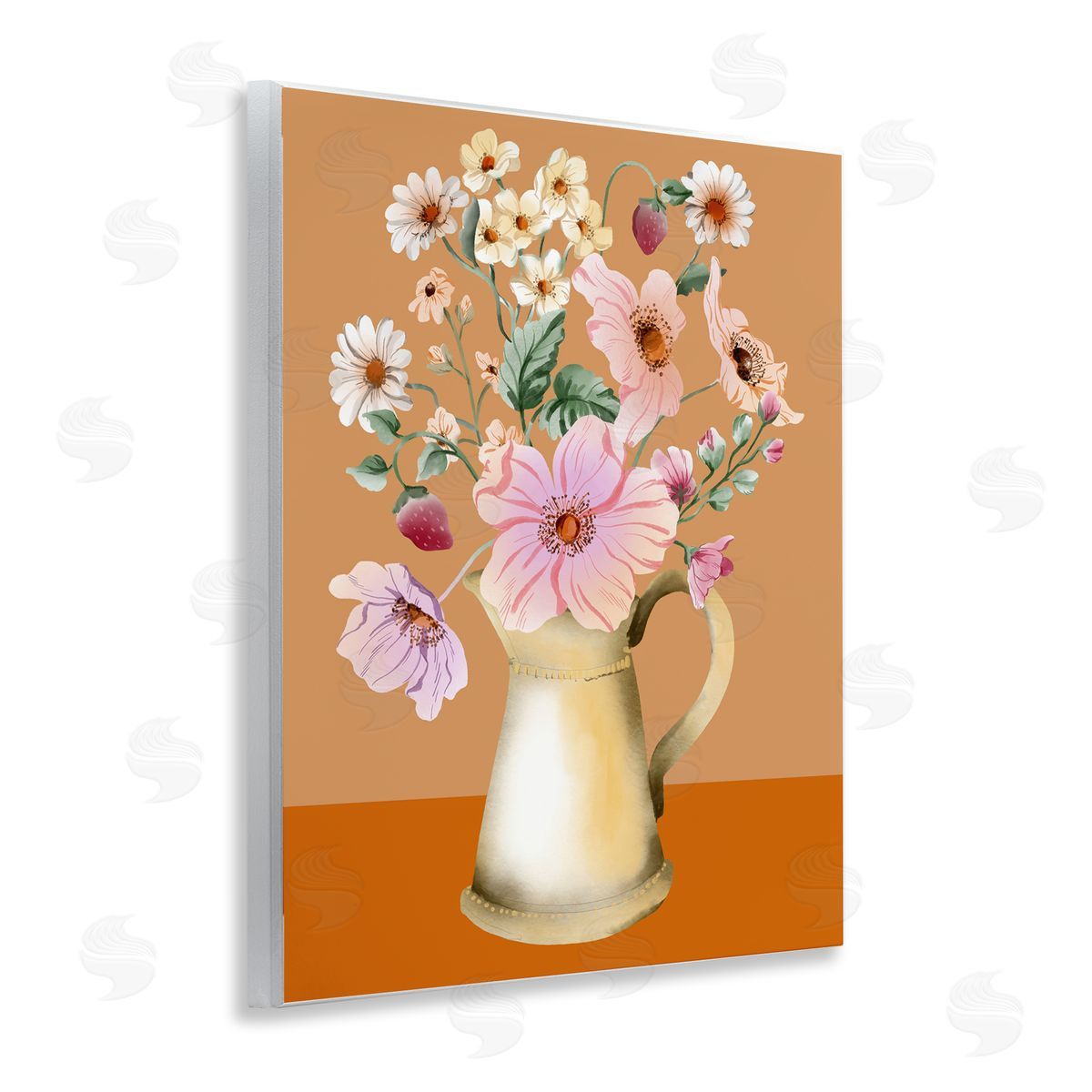 Kate Eldridge Garden Florals in Jug Wooden Wall Plaque Art Print
