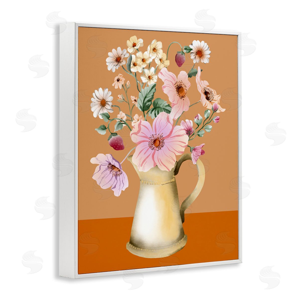 Kate Eldridge Garden Florals in Jug White Framed Giclee Wall Art Print