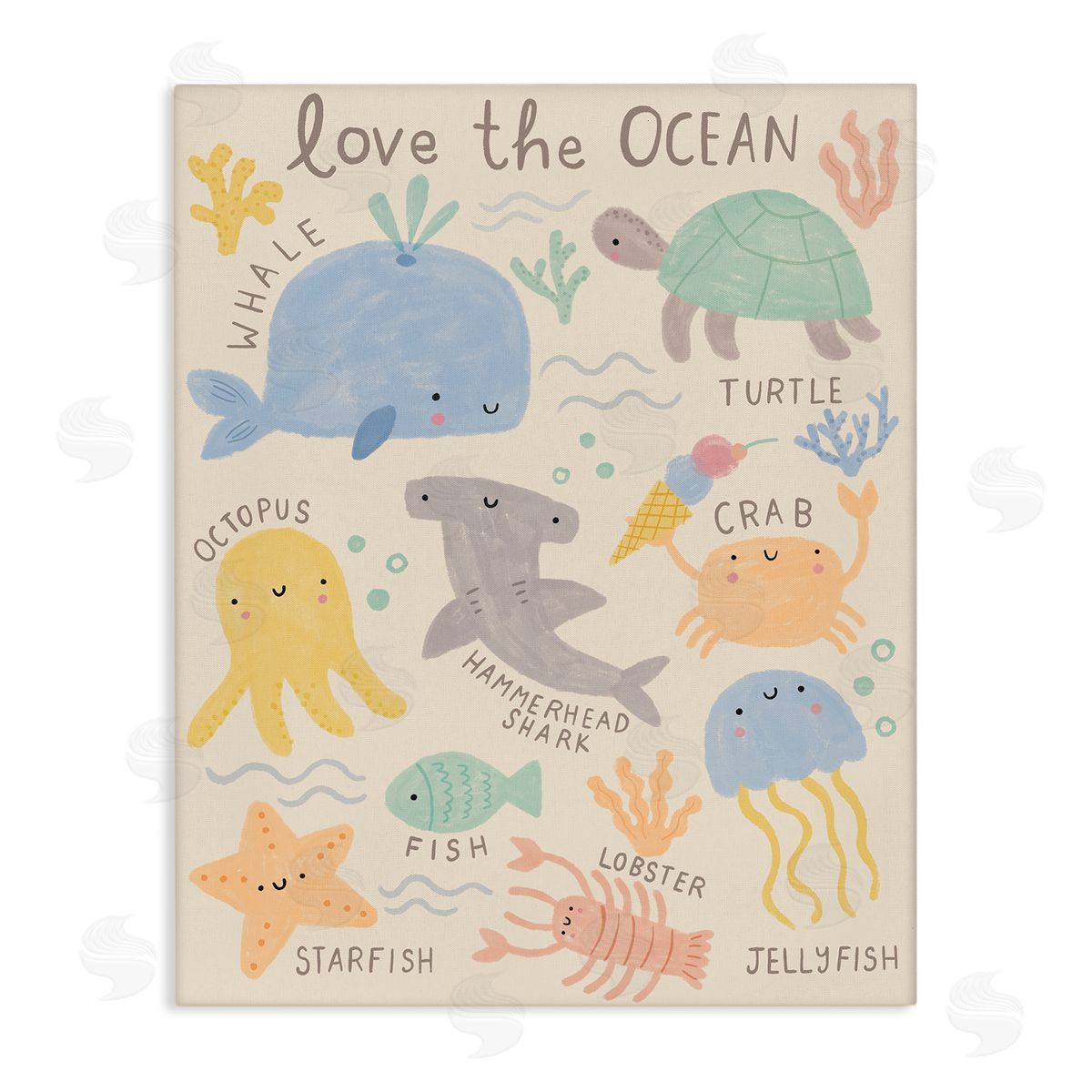 Lisa Barlow Love The Ocean Creatures Canvas Wall Art Print