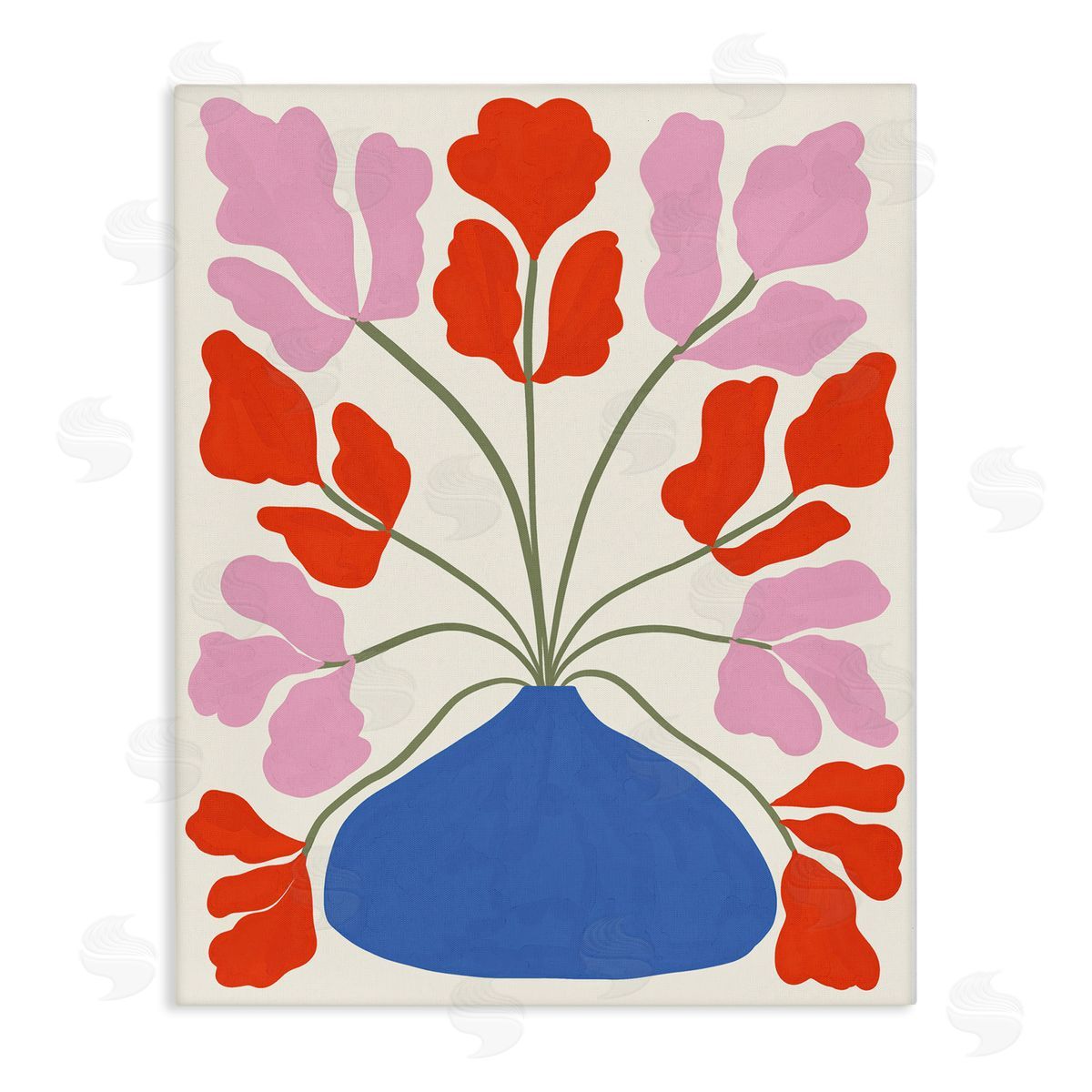 Aralma Bold Symmetrical Flower Pot Canvas Wall Art Print