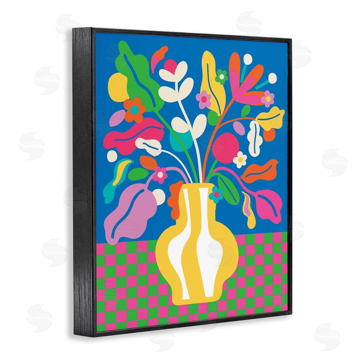 Lisa Perry Whitebutton Vivid Bloom Bouquet Black Framed Giclee Wall Art Print