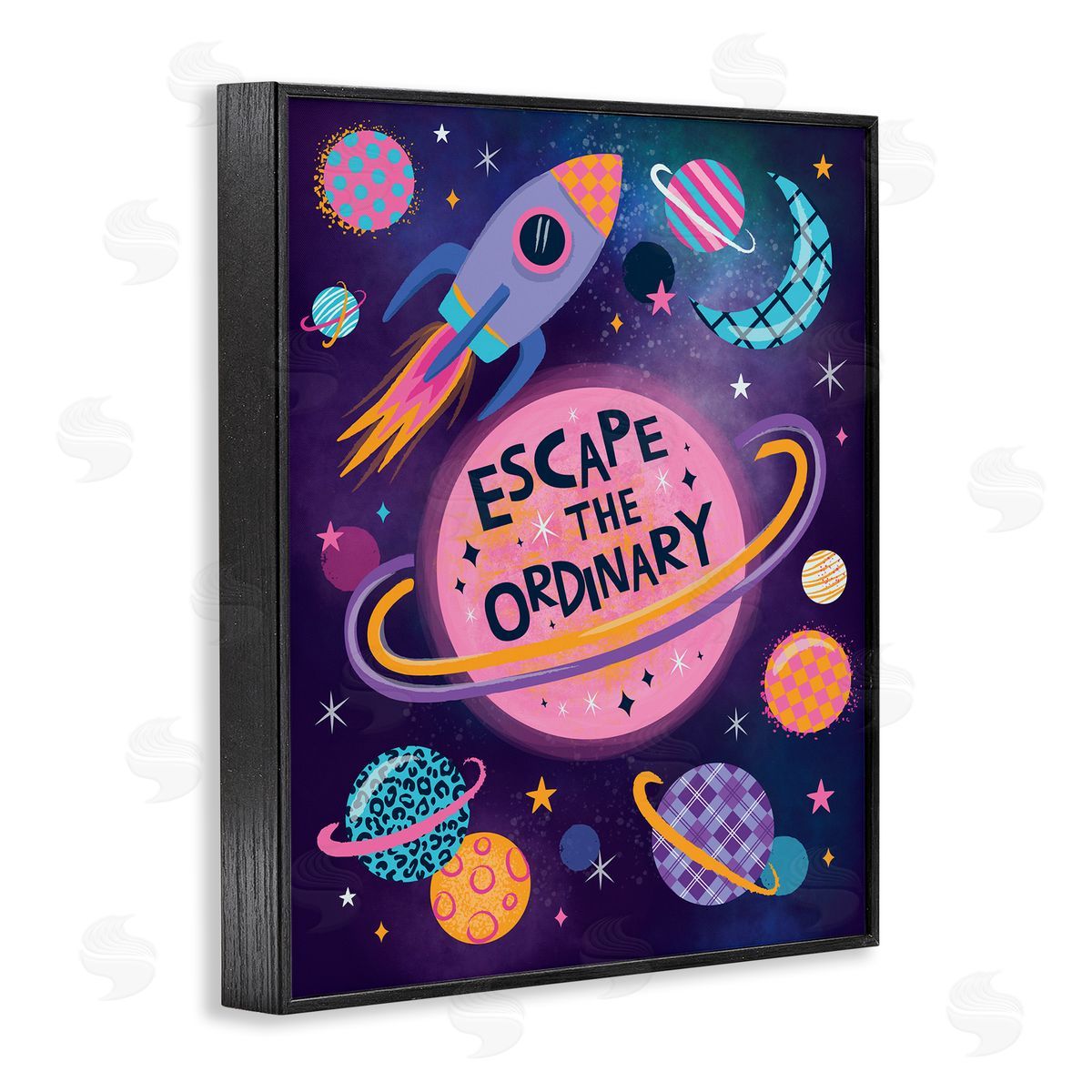 Lisa Perry Whitebutton Escape Ordinary Outer Space Black Framed Giclee Wall Art Print