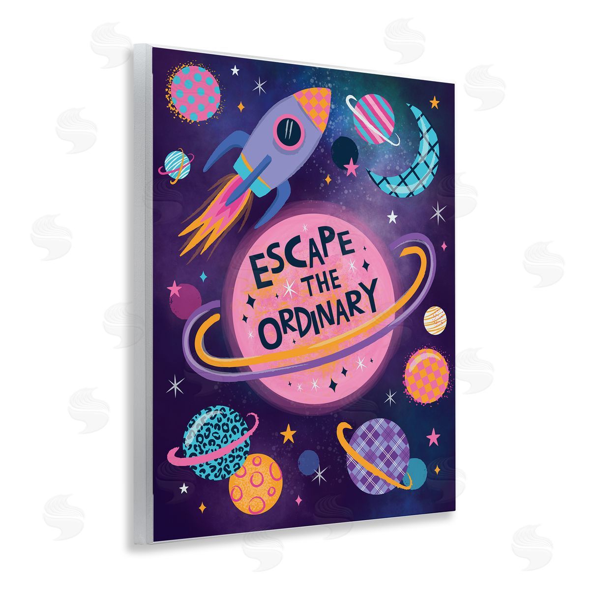 Lisa Perry Whitebutton Escape Ordinary Outer Space Wooden Wall Plaque Art Print