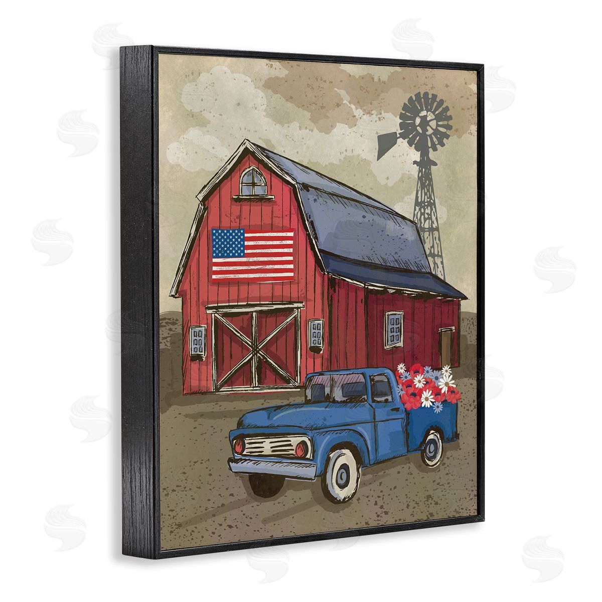 Lisa Perry Whitebutton Vintage Americana Barn Black Framed Giclee Wall Art Print