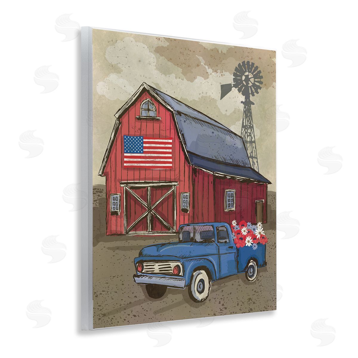 Lisa Perry Whitebutton Vintage Americana Barn Wooden Wall Plaque Art Print