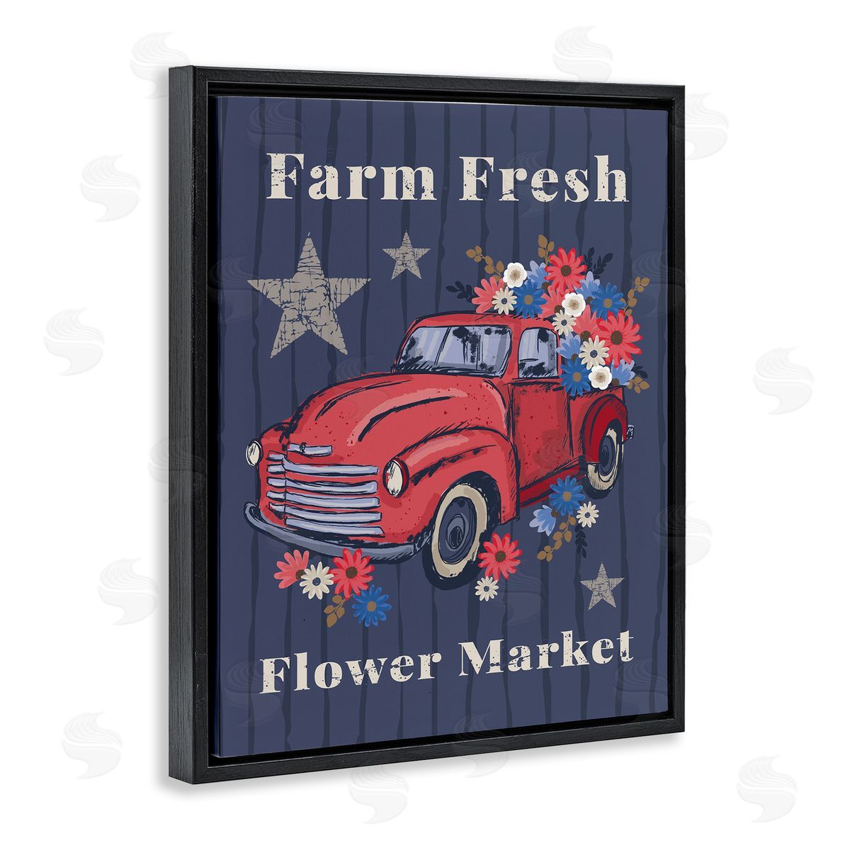 Lisa Perry Whitebutton Farm Fresh Patriotic Market Black Floating Frame Canvas Wall Art Print