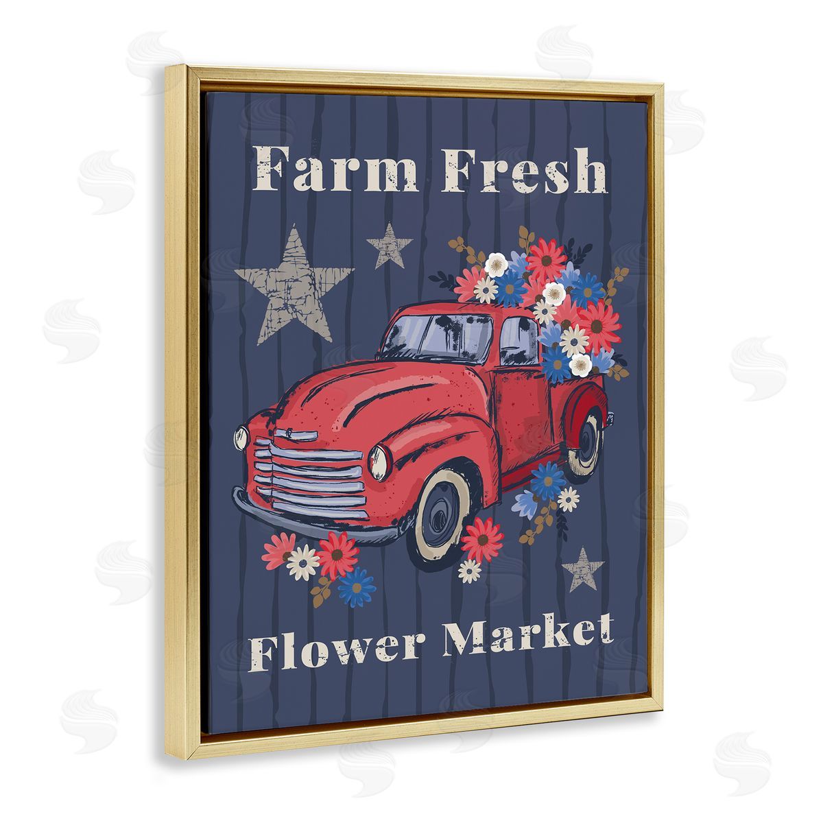 Lisa Perry Whitebutton Farm Fresh Patriotic Market Gold Floating Frame Canvas Wall Art Print