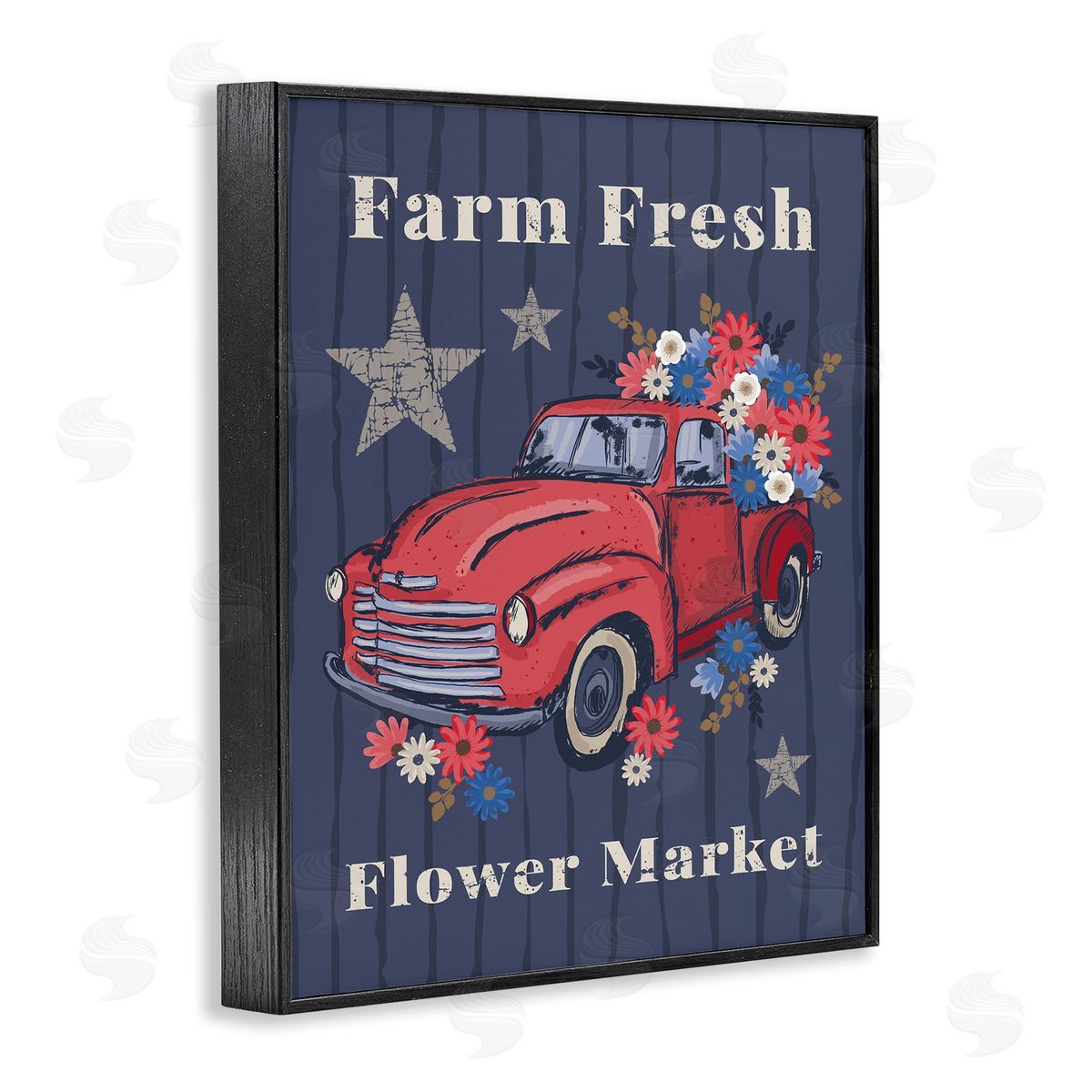 Lisa Perry Whitebutton Farm Fresh Patriotic Market Black Framed Giclee Wall Art Print
