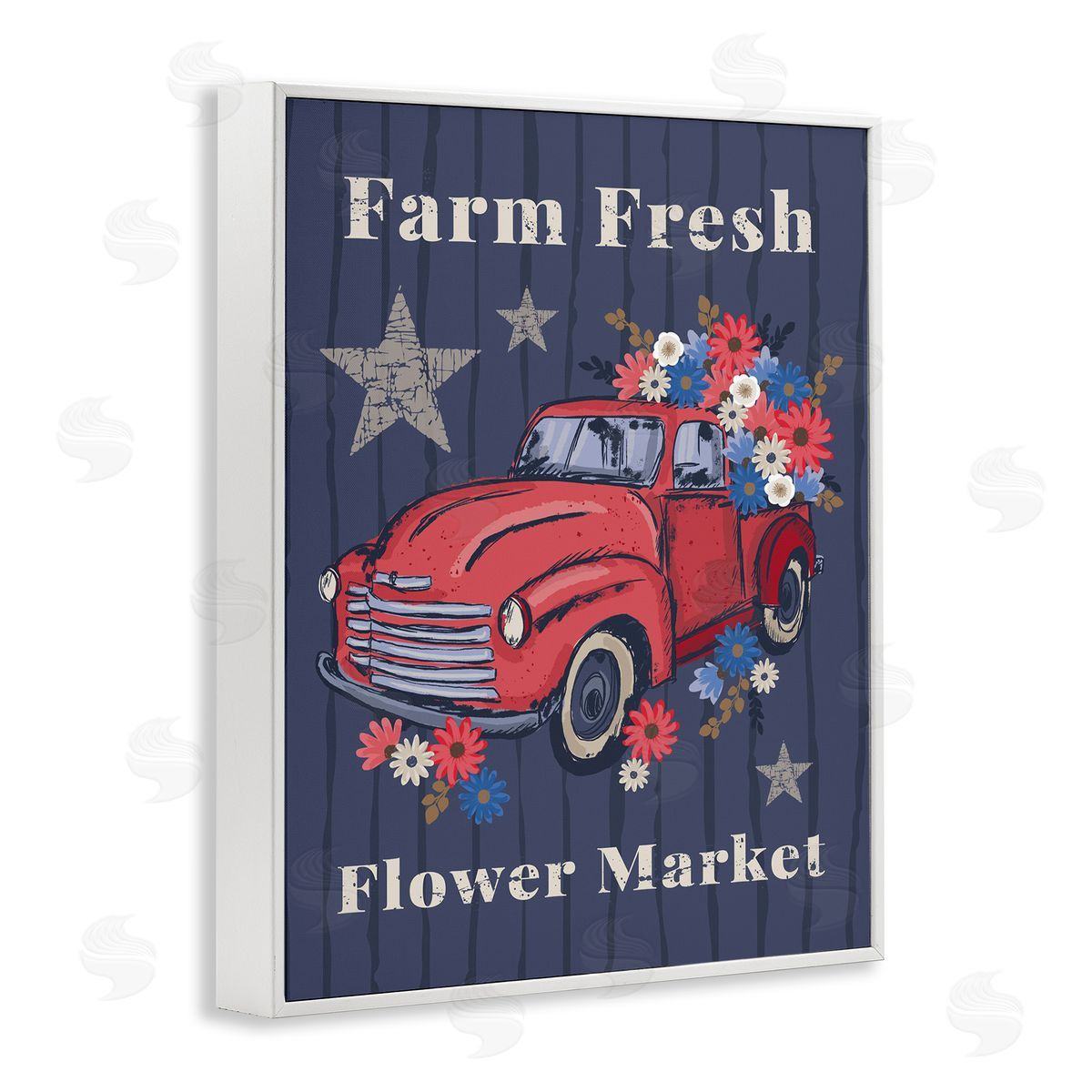 Lisa Perry Whitebutton Farm Fresh Patriotic Market White Framed Giclee Wall Art Print