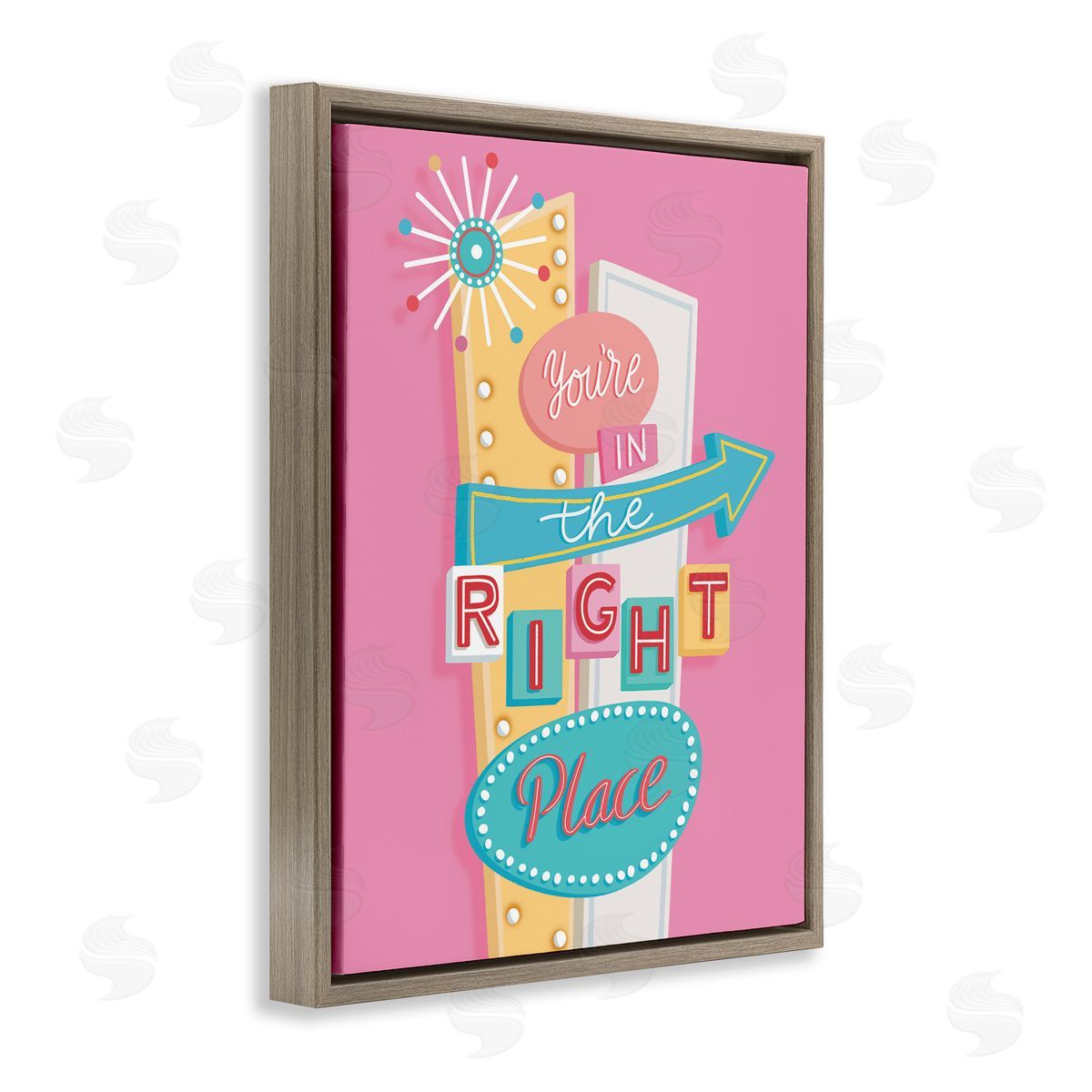 Nancy McKenzie Retro In The Right Place Brown Floating Frame Canvas Wall Art Print