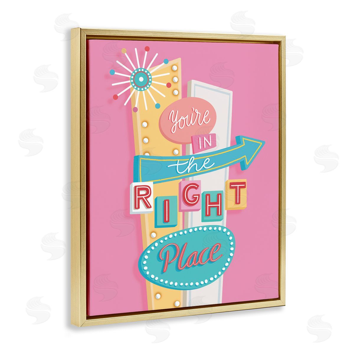 Nancy McKenzie Retro In The Right Place Gold Floating Frame Canvas Wall Art Print