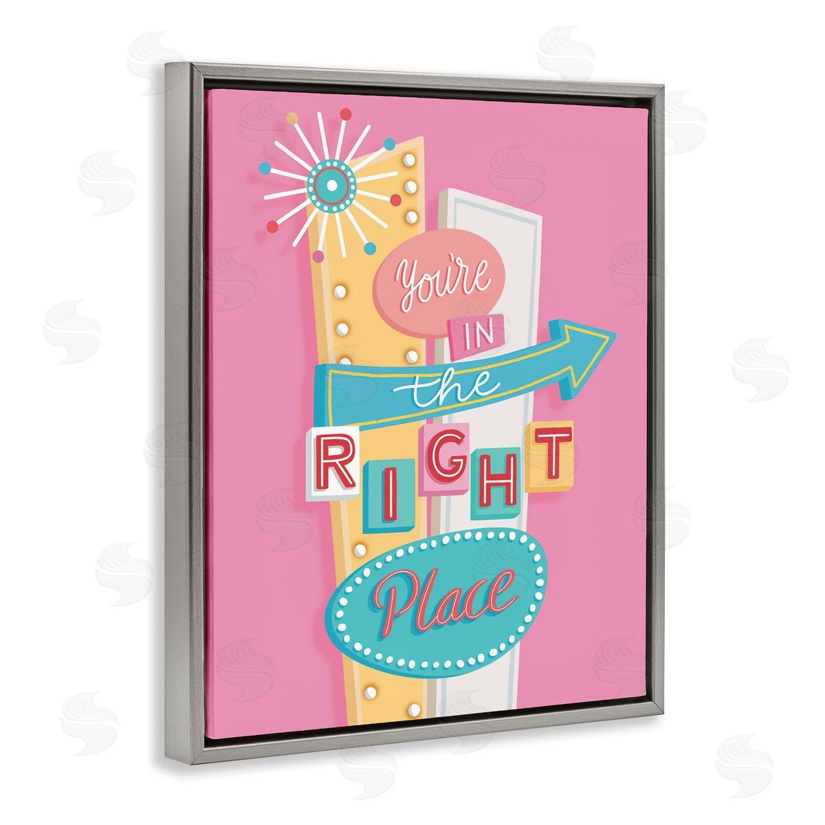 Nancy McKenzie Retro In The Right Place Gray Floating Frame Canvas Wall Art Print