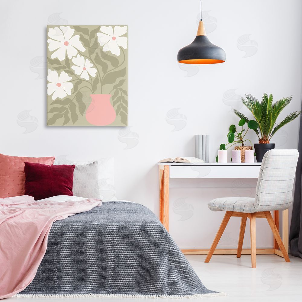 Taylor Shannon Designs Funky Pastel Florals Canvas Wall Art Print in Room